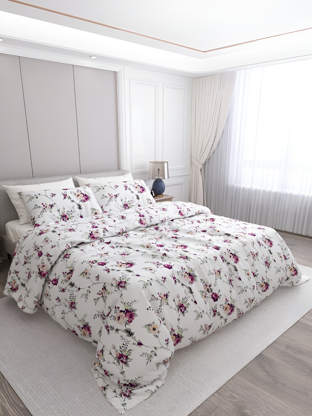 LABHAM Pink & White Floral Cotton 250 TC King Bedsheet with 2 Pillow Covers
LABHAM Pink & White Floral Cotton 250 TC King Bedsheet with 2 Pillow Covers