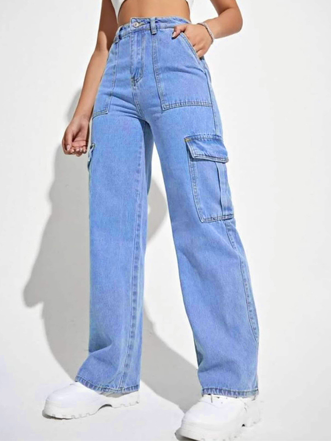 N N ENTERPRISE Women Body Straight Fit High Rise Clean Look Pure Cotton Cargo Jeans, Blue
N N ENTERPRISE Women Body Straight Fit High Rise Clean Look Pure Cotton Cargo Jeans, Blue