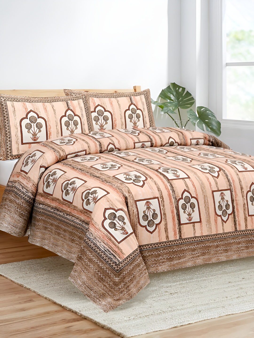 JAIPUR FABRIC White & Peach-Coloured Floral 180 TC King Bedsheet with 2 Pillow Covers
JAIPUR FABRIC White & Peach-Coloured Floral 180 TC King Bedsheet with 2 Pillow Covers