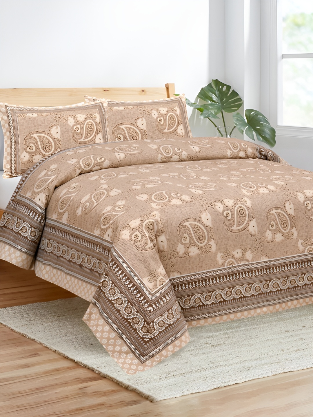 JAIPUR FABRIC Beige & Off White Ethnic Motifs 180 TC King Bedsheet with 2 Pillow Covers
JAIPUR FABRIC Beige & Off White Ethnic Motifs 180 TC King Bedsheet with 2 Pillow Covers