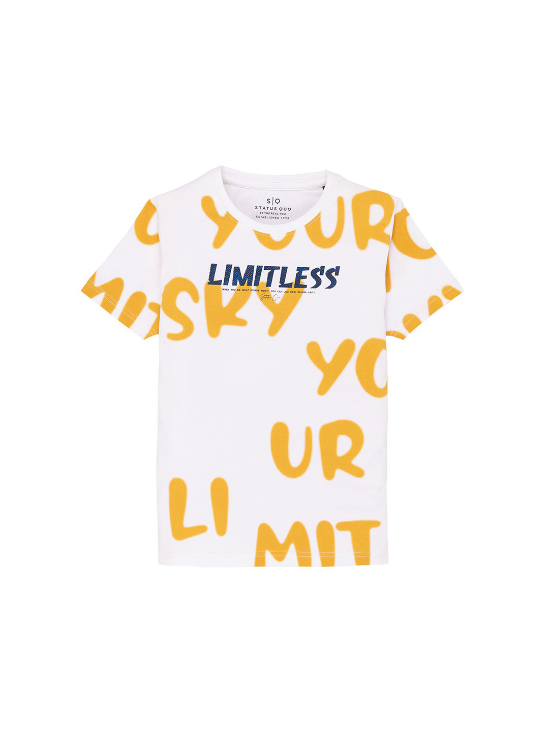 Status Quo Boys Typography Printed Round Neck Short Sleeves Cotton T-shirt, Off white
Status Quo Boys Typography Printed Round Neck Short Sleeves Cotton T-shirt, Off white