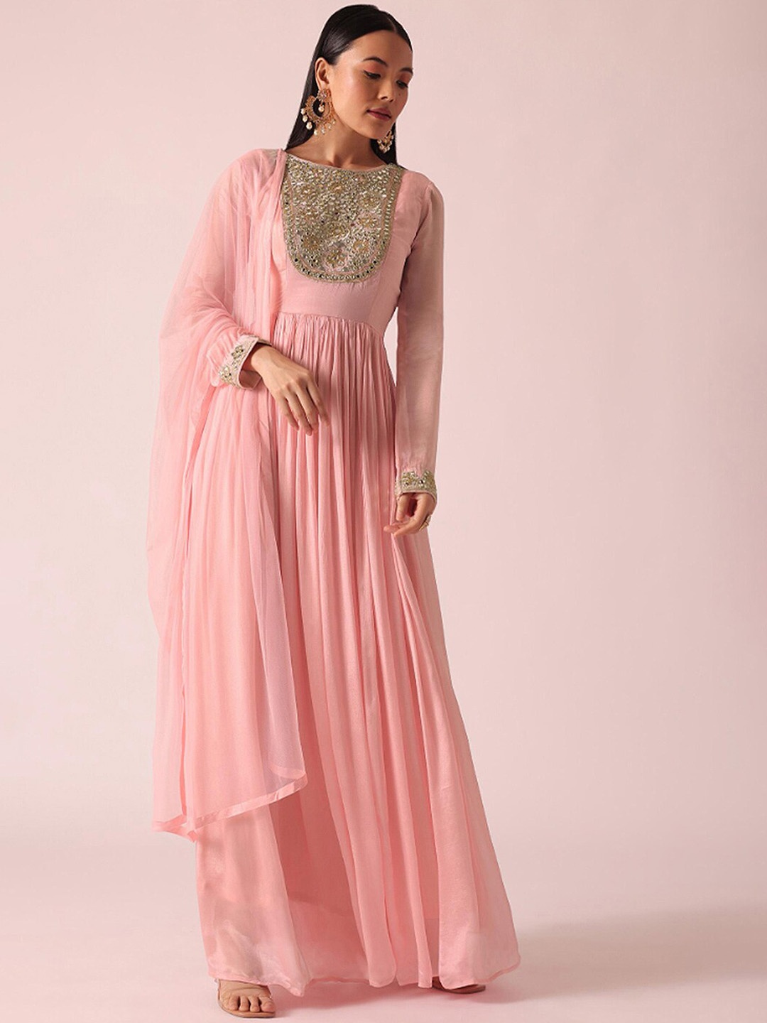 KALKI Fashion Embroidered Mirror Work Pleated Yoke Design Anarkali Kurta & Dupatta, Pink
KALKI Fashion Embroidered Mirror Work Pleated Yoke Design Anarkali Kurta & Dupatta, Pink