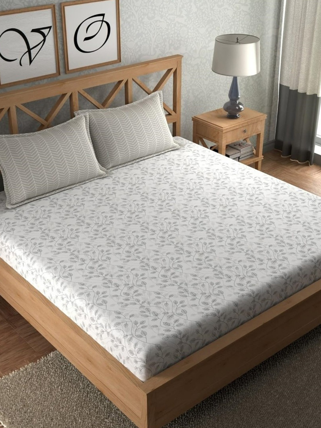 UrbanArts Grey & White Floral Printed Cotton 400 TC King Bedsheet With 2 Pillow Covers
UrbanArts Grey & White Floral Printed Cotton 400 TC King Bedsheet With 2 Pillow Covers