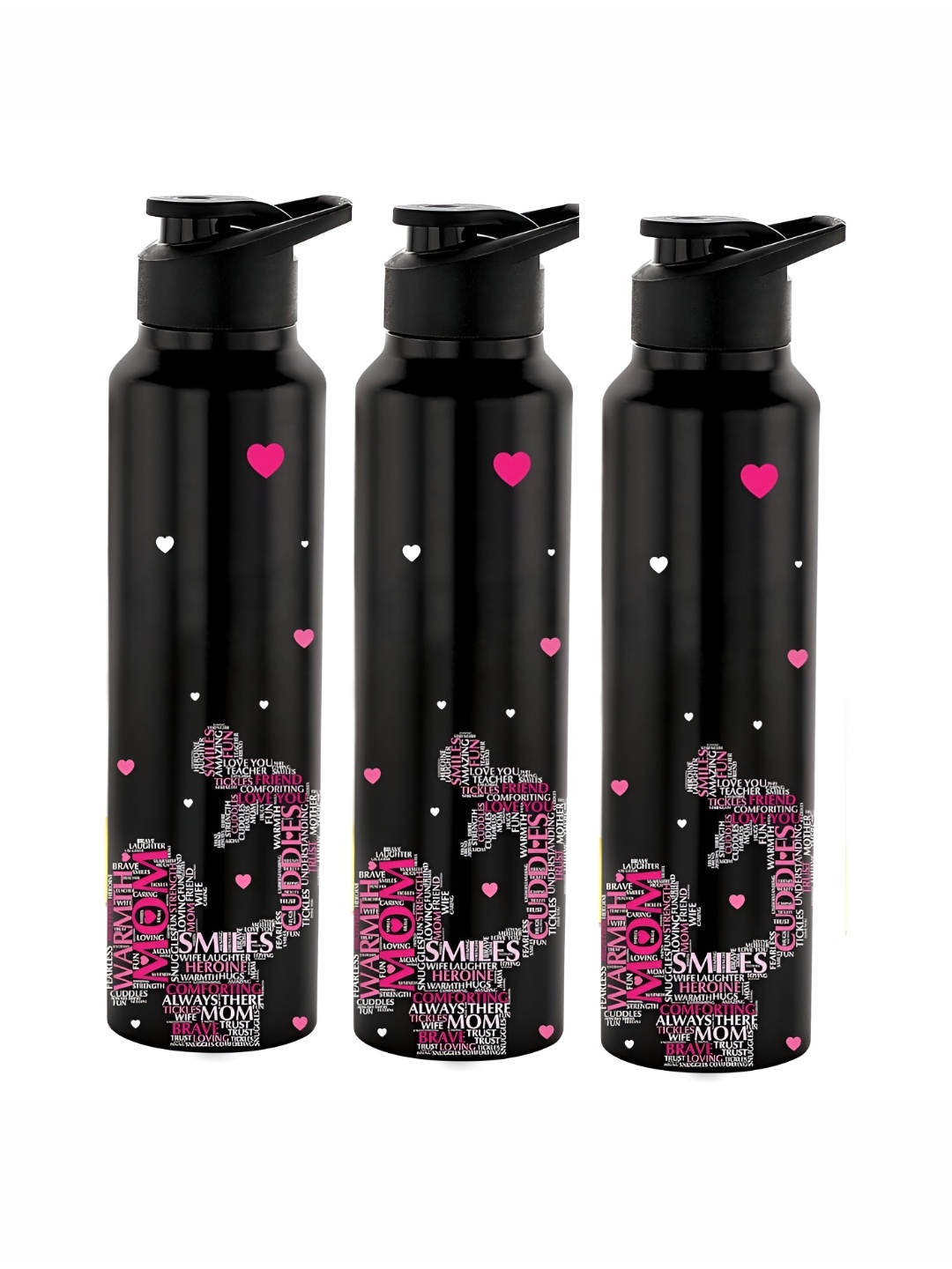 NIRLON Black 3 Pieces Printed Stainless Steel Single Wall Vacuum Water Bottles 1 L Each
NIRLON Black 3 Pieces Printed Stainless Steel Single Wall Vacuum Water Bottles 1 L Each