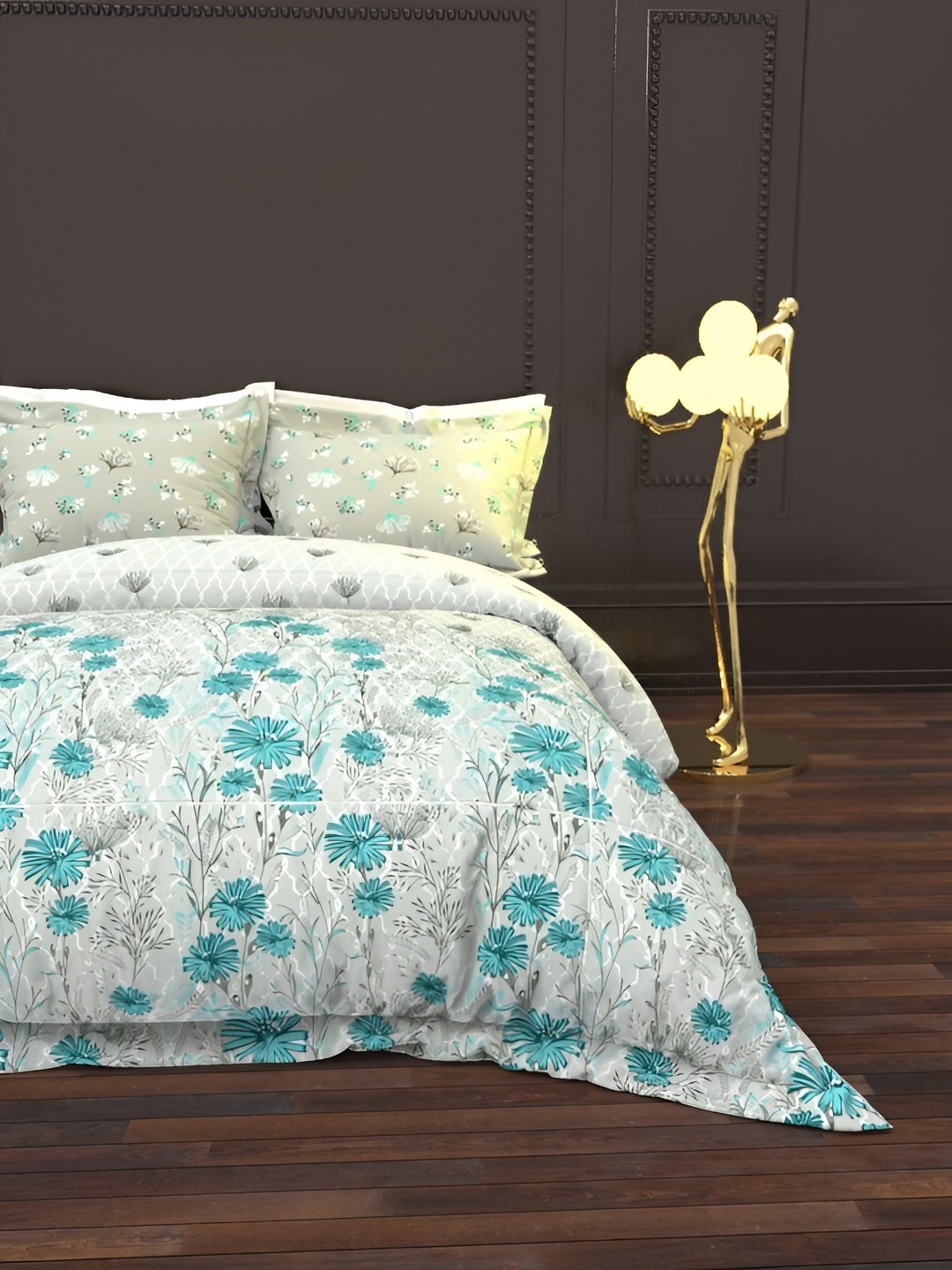 THE WHITE MOSS Grey & White Floral Cotton 144 TC Queen Bedsheet With 2 Pillow Covers
THE WHITE MOSS Grey & White Floral Cotton 144 TC Queen Bedsheet With 2 Pillow Covers