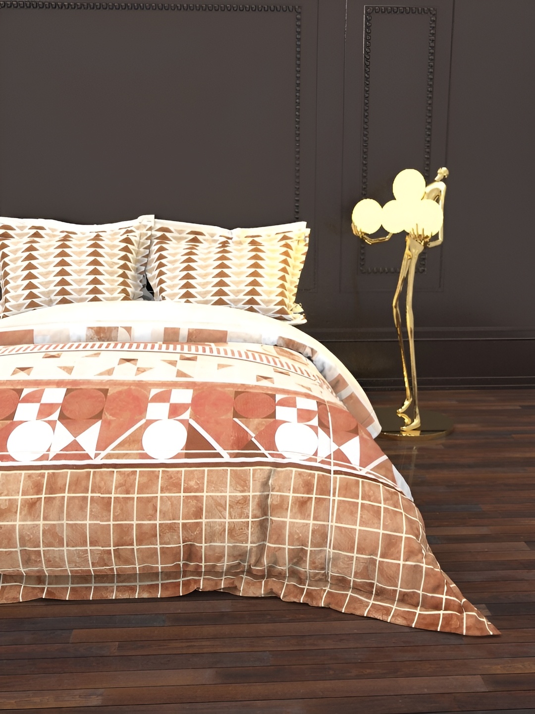 THE WHITE MOSS Brown & White Geometric Cotton 144 TC Queen Bedsheet with 2 Pillow Covers
THE WHITE MOSS Brown & White Geometric Cotton 144 TC Queen Bedsheet with 2 Pillow Covers