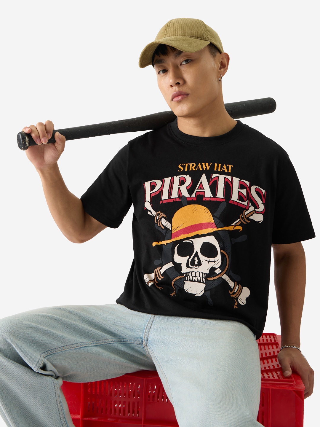 The Souled Store One Piece: Straw Hat Pirates Typography Printed Pure Cotton T-shirt, Black
The Souled Store One Piece: Straw Hat Pirates Typography Printed Pure Cotton T-shirt, Black