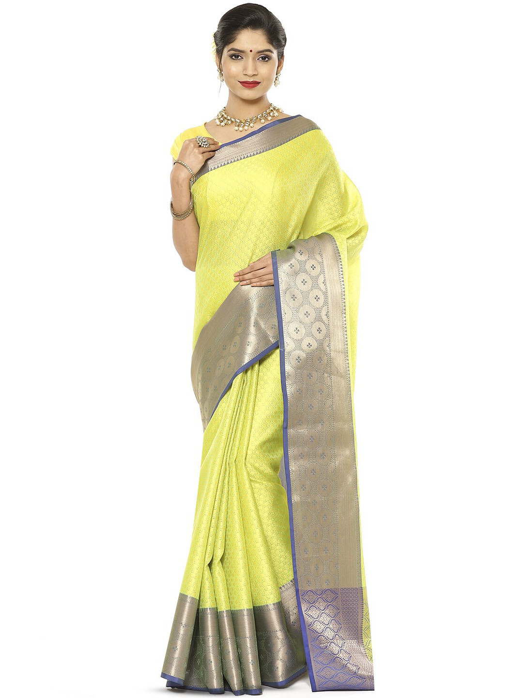 Humairah Ethnic Motifs Woven Design Zari Banarasi Saree, Yellow 
Humairah Ethnic Motifs Woven Design Zari Banarasi Saree, Yellow