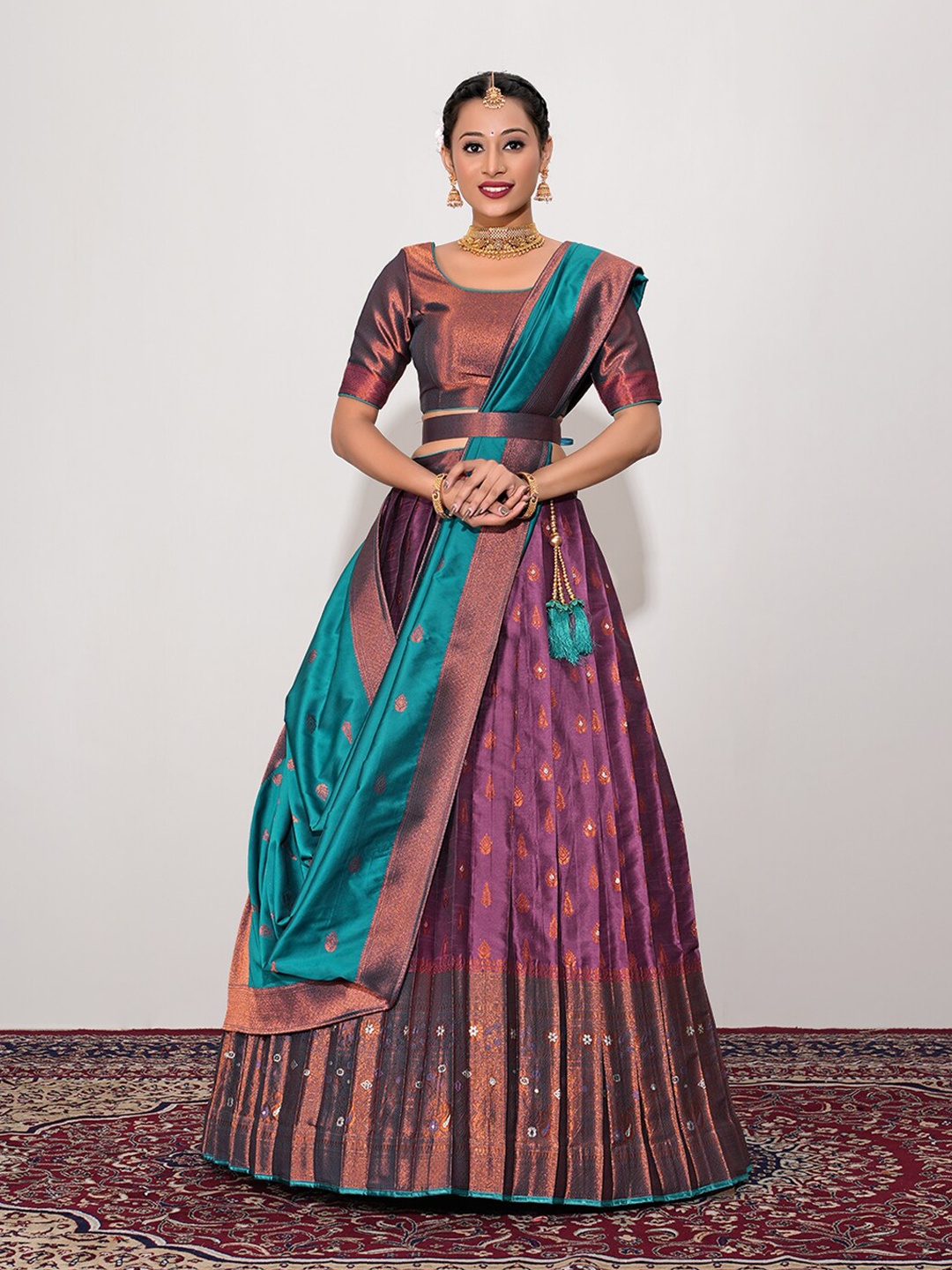 HALFSAREE STUDIO Woven Designed Unstitched Lehenga & Semi-Stitched Blouse With Dupatta, Pink
HALFSAREE STUDIO Woven Designed Unstitched Lehenga & Semi-Stitched Blouse With Dupatta, Pink