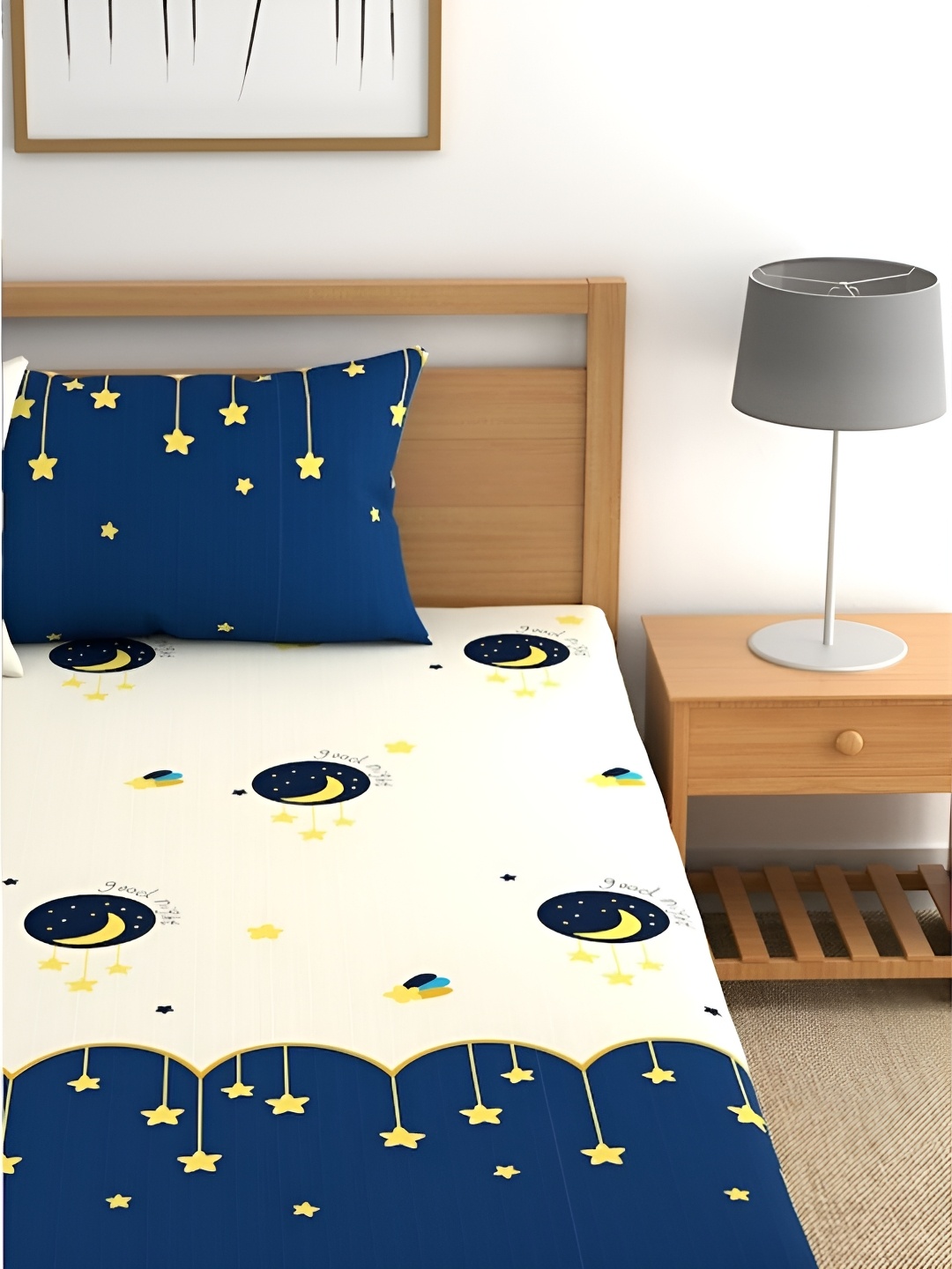 UrbanArts Blue & Cream-Coloured Conversational 300 TC King Bedsheet with 2 Pillow Covers
UrbanArts Blue & Cream-Coloured Conversational 300 TC King Bedsheet with 2 Pillow Covers