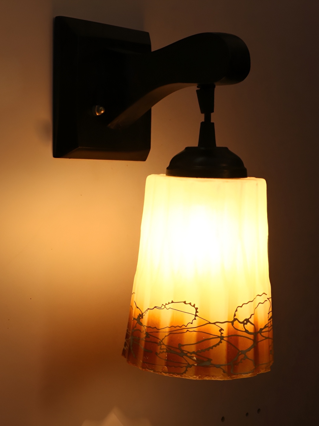 1ST TIME Brown & White Printed Glass Contemporary Wall Lamp