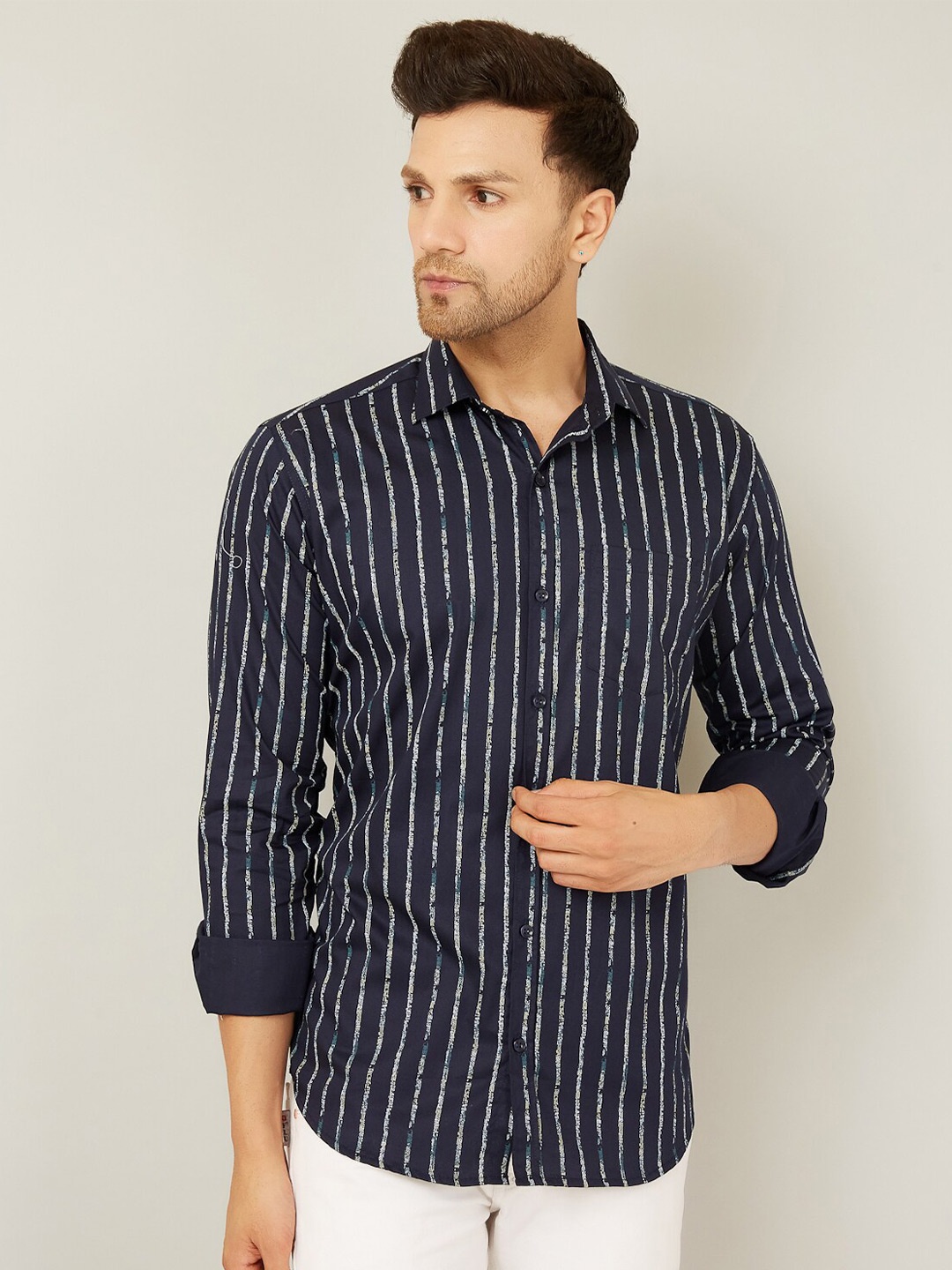LOUIS MONARCH Comfort Striped Spread Collar Long Sleeves Cotton Casual Shirt, Navy blue
LOUIS MONARCH Comfort Striped Spread Collar Long Sleeves Cotton Casual Shirt, Navy blue