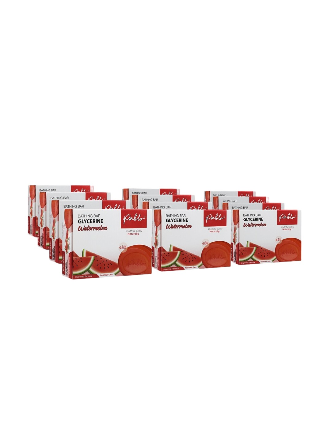 PABLO Set Of 12 Glycerine Watermelon Bath Soaps For Glowing & Smooth Skin -54gm each, Red
PABLO Set Of 12 Glycerine Watermelon Bath Soaps For Glowing & Smooth Skin -54gm each, Red