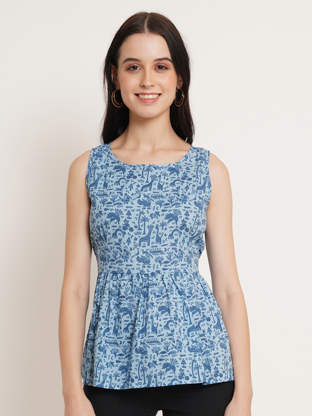 COTLAND FASHION Conversational Printed Pure Jaipuri Cotton Waist Tie-Ups Peplum Top, Blue
COTLAND FASHION Conversational Printed Pure Jaipuri Cotton Waist Tie-Ups Peplum Top, Blue