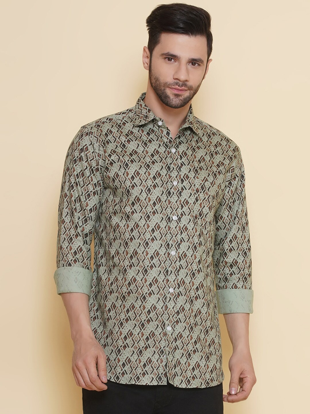 LOUIS MONARCH Comfort Geometric Printed Spread Collar Long Sleeves Cotton Casual Shirt, Green
LOUIS MONARCH Comfort Geometric Printed Spread Collar Long Sleeves Cotton Casual Shirt, Green