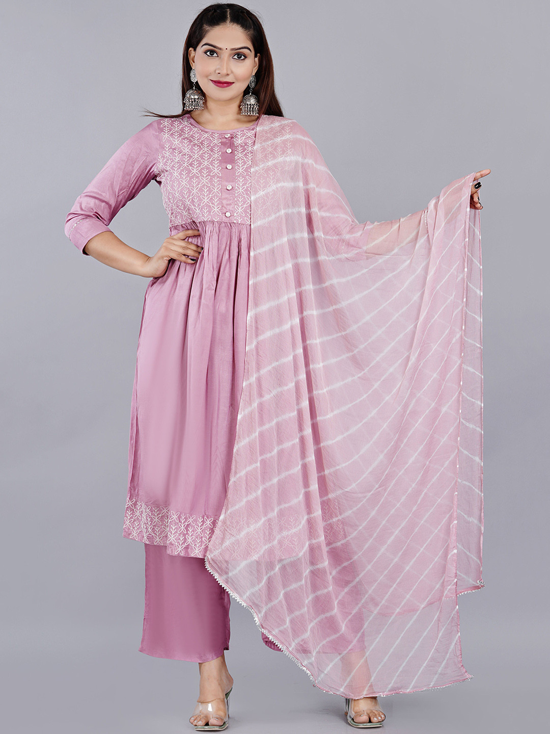 BAESD Ethnic Motifs Embroidered Regular Gotta Patti Kurta With Trousers & Dupatta, Rose
BAESD Ethnic Motifs Embroidered Regular Gotta Patti Kurta With Trousers & Dupatta, Rose