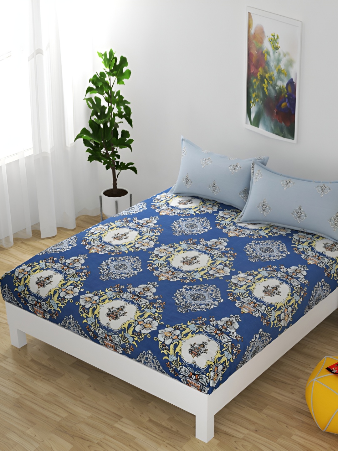 FINE TEX WORLD brida Blue Floral 220 TC Microfiber King Bedsheet with 2 Pillow Covers
FINE TEX WORLD brida Blue Floral 220 TC Microfiber King Bedsheet with 2 Pillow Covers