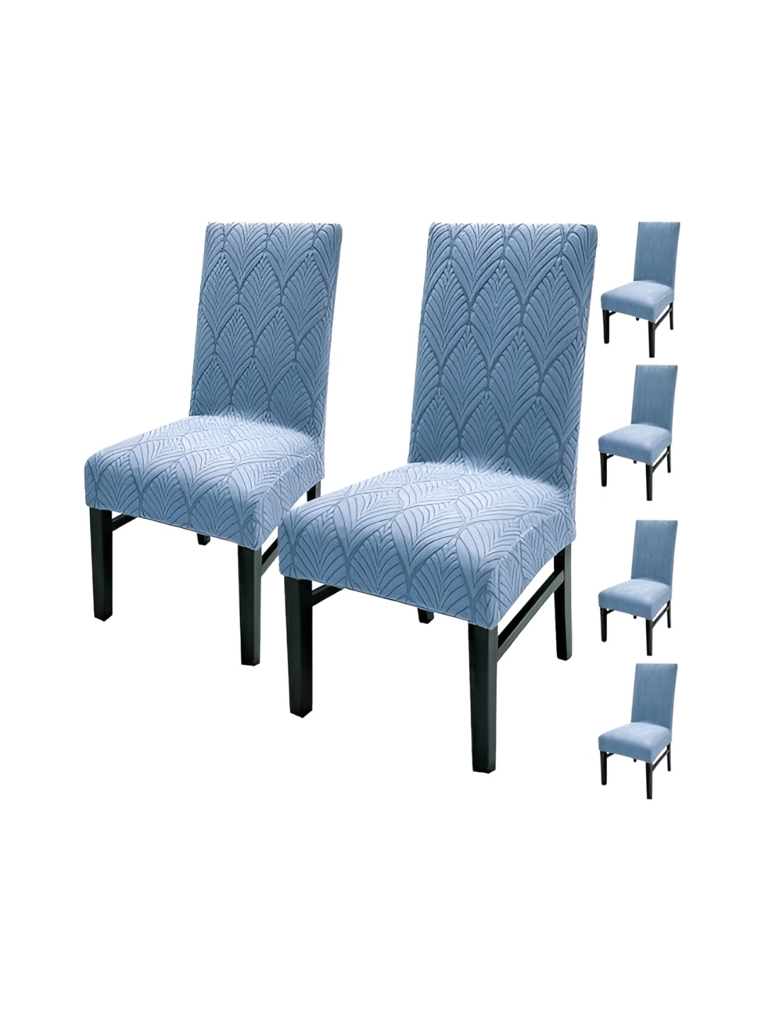 HOUSE OF QUIRK Blue 6 Pieces Leaf Textured Jacquard Stretch Removable Chair Covers
HOUSE OF QUIRK Blue 6 Pieces Leaf Textured Jacquard Stretch Removable Chair Covers