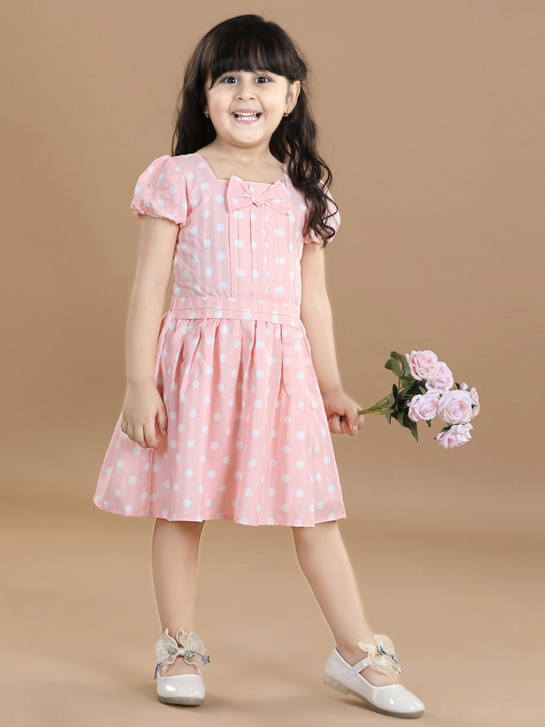 Hola Bonita Girls Polka Dot Print Puff Sleeves Layered Chiffon Fit & Flare Dress, Pink
Hola Bonita Girls Polka Dot Print Puff Sleeves Layered Chiffon Fit & Flare Dress, Pink