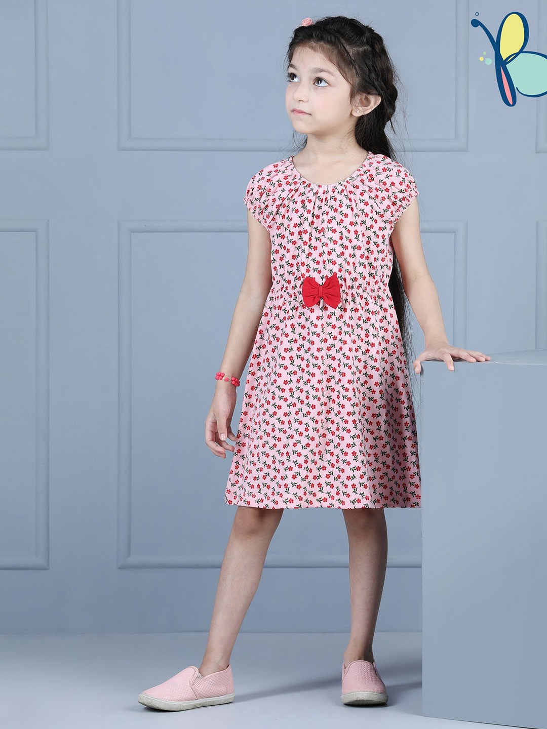 Hola Bonita Girls Floral Print Cotton Round Neck Short Sleeves A-Line Casual Dress, Pink
Hola Bonita Girls Floral Print Cotton Round Neck Short Sleeves A-Line Casual Dress, Pink