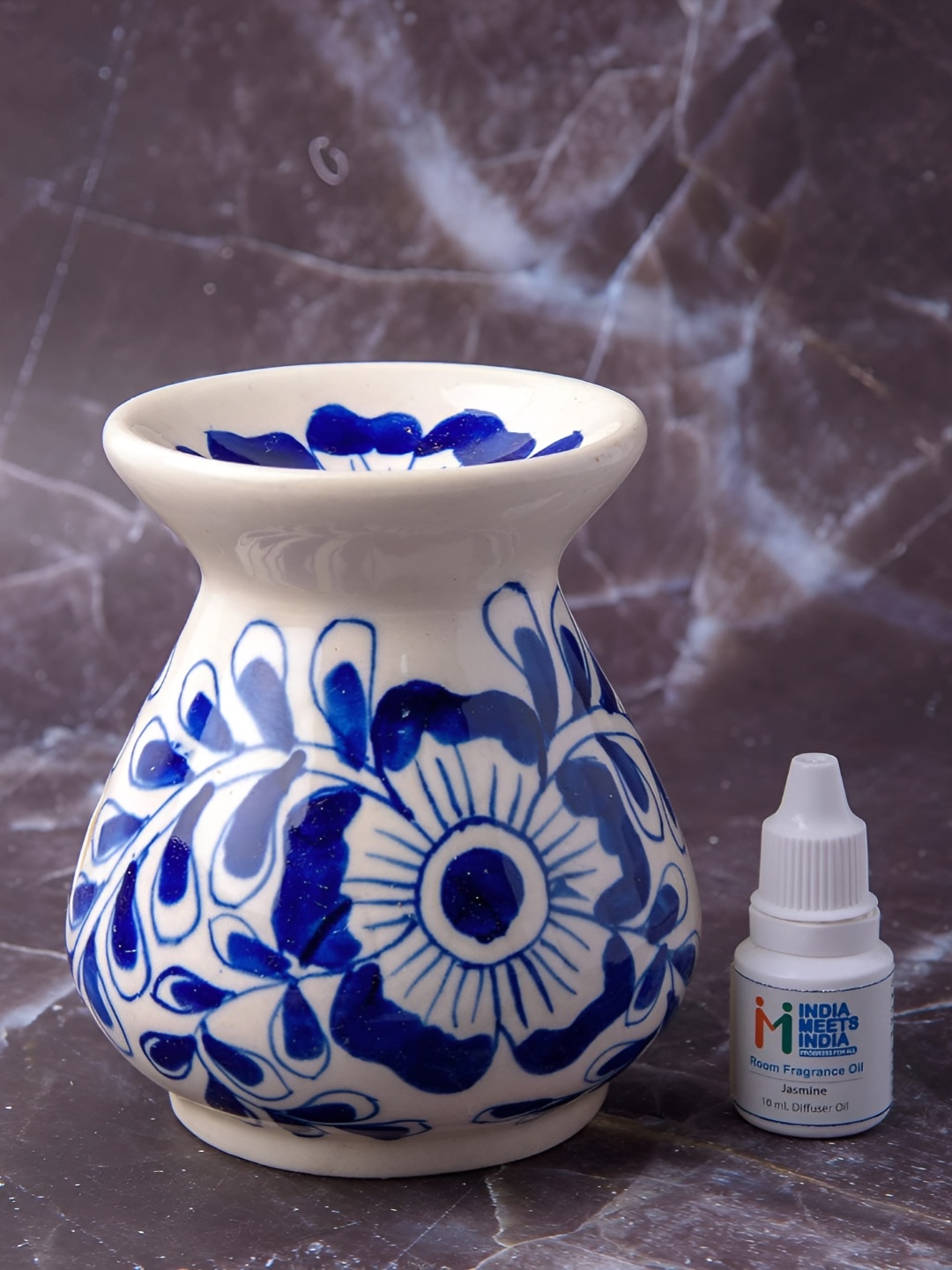 INDIA MEETS INDIA Blue Ceramic Tea Light Candle Holder