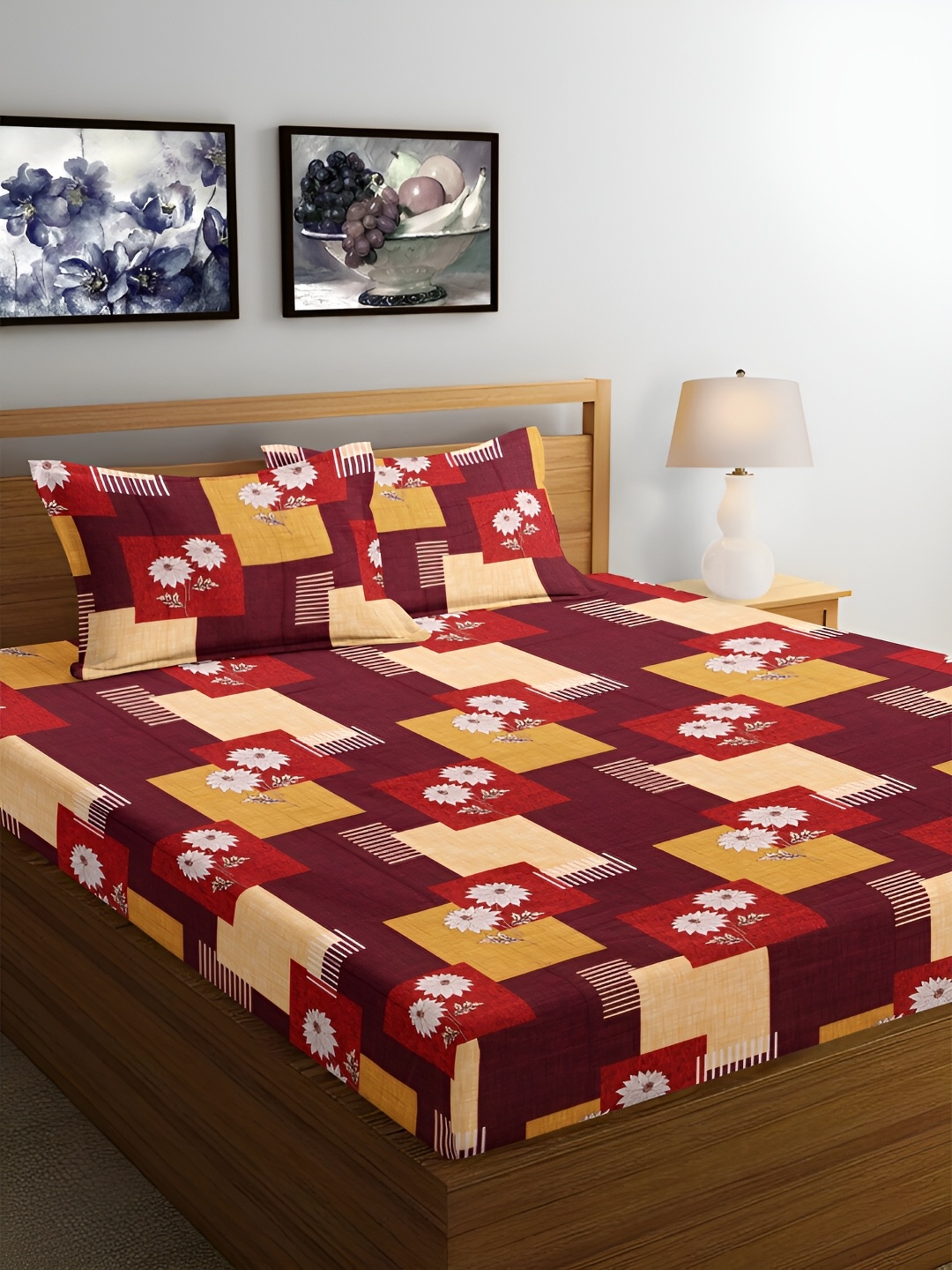 Srijee Decors Red & Yellow Floral Pure Cotton 250 TC Queen Bedsheet With 2 Pillow Covers
Srijee Decors Red & Yellow Floral Pure Cotton 250 TC Queen Bedsheet With 2 Pillow Covers