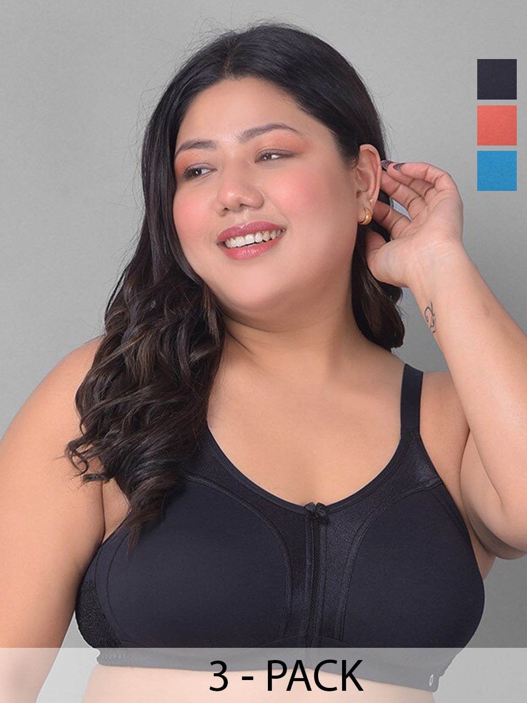 Dollar Missy Plus Size Pack Of 3 Full Coverage Non Padded Everyday Bra - All Day Comfort, Black
Dollar Missy Plus Size Pack Of 3 Full Coverage Non Padded Everyday Bra - All Day Comfort, Black