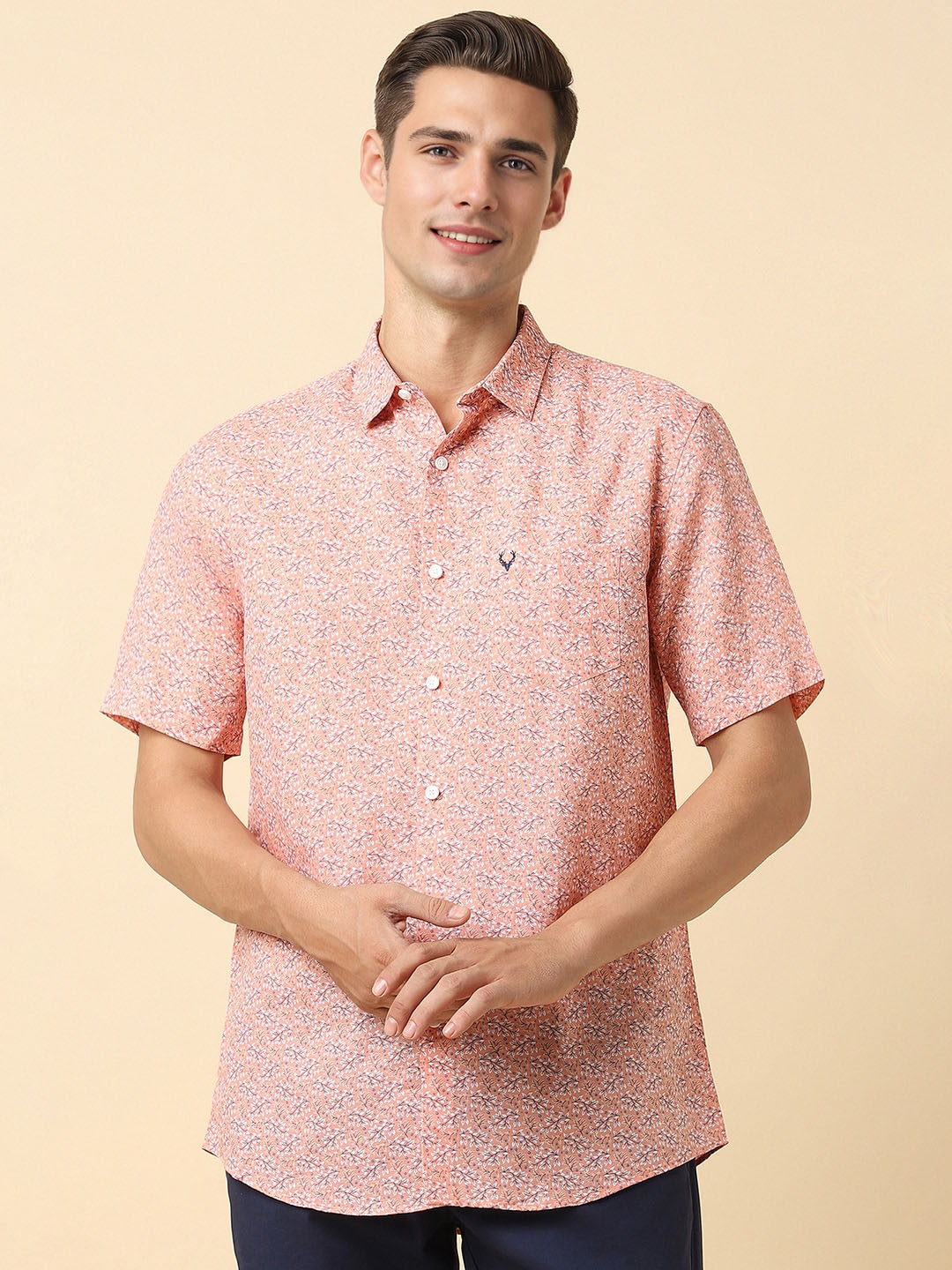 Allen Solly Slim Fit Floral Printed Spread Collar Short Sleeves Cotton Linen Casual Shirt, Pink
Allen Solly Slim Fit Floral Printed Spread Collar Short Sleeves Cotton Linen Casual Shirt, Pink