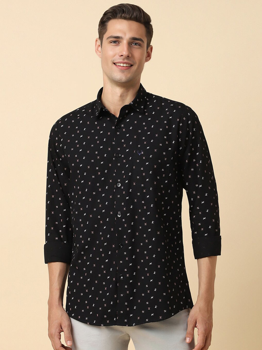 Allen Solly Slim Fit Printed Spread Collar Long Sleeves Cotton Casual Shirt, Black
Allen Solly Slim Fit Printed Spread Collar Long Sleeves Cotton Casual Shirt, Black