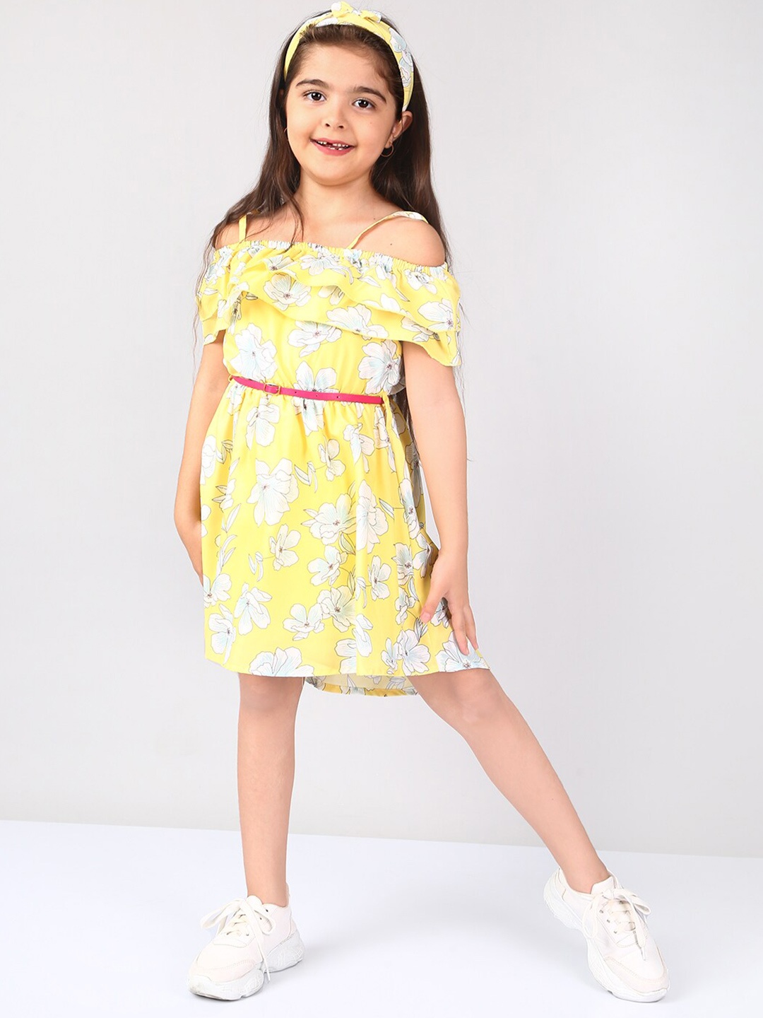 BAESD Girls Floral Print Cotton Cold-Shoulder Ruffled Fit & Flare Dress Comes With A Belt, Yellow
BAESD Girls Floral Print Cotton Cold-Shoulder Ruffled Fit & Flare Dress Comes With A Belt, Yellow