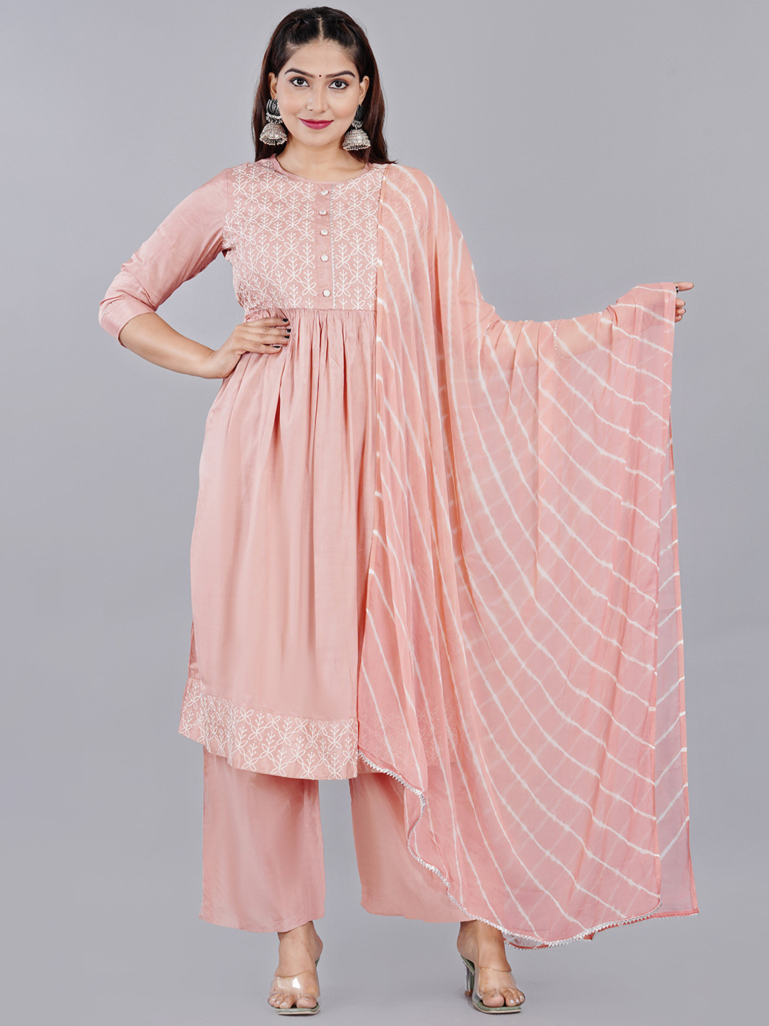 SIDDHANAM Ethnic Motifs Embroidered Empire Anarkali Kurta with Trousers & With Dupatta, Pink
SIDDHANAM Ethnic Motifs Embroidered Empire Anarkali Kurta with Trousers & With Dupatta, Pink