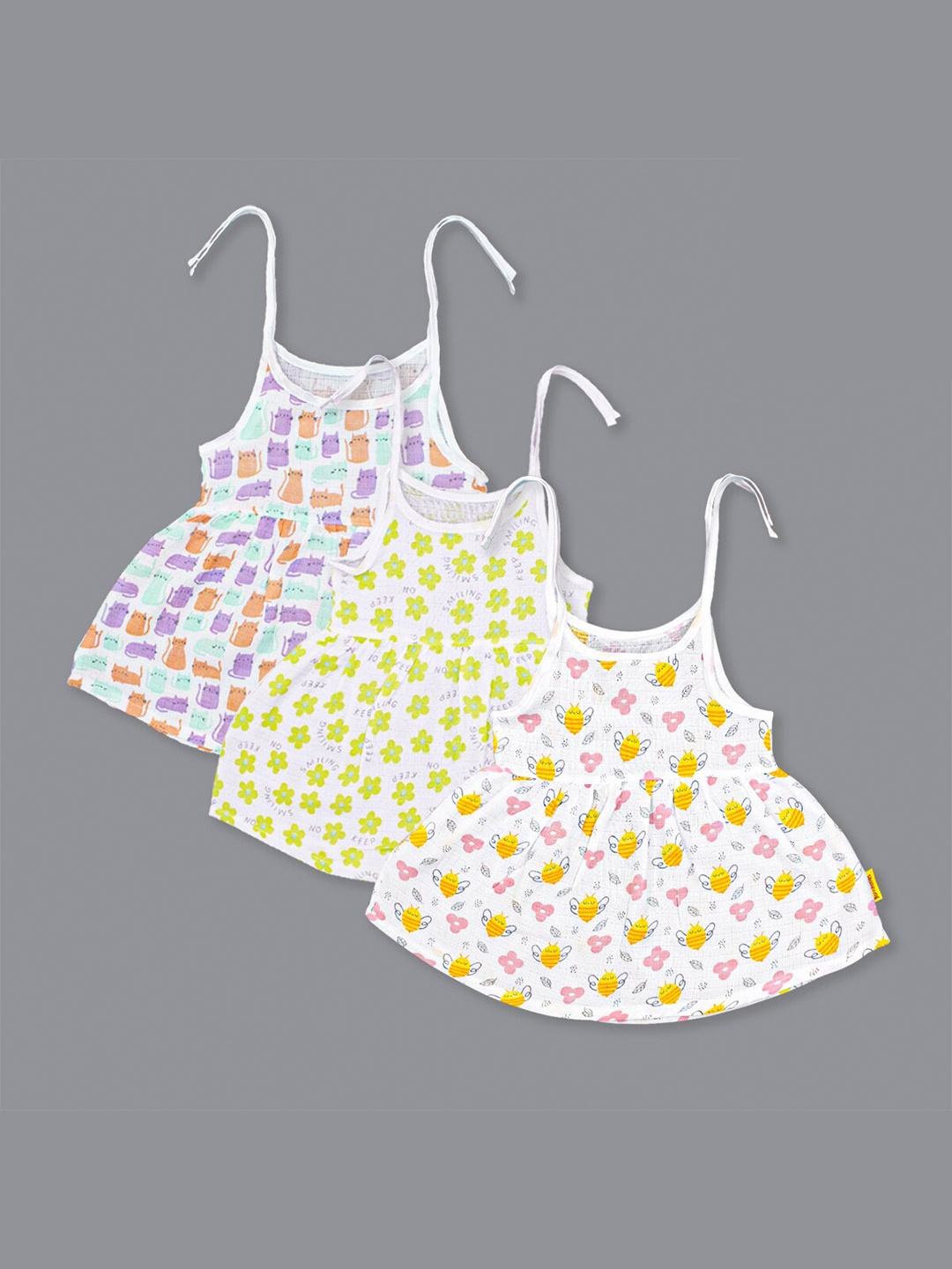 Born Babies Girls Pack Of 3 Print Sleeveless Knot Frock Organic Cotton A-Line Dresses, Multi
Born Babies Girls Pack Of 3 Print Sleeveless Knot Frock Organic Cotton A-Line Dresses, Multi