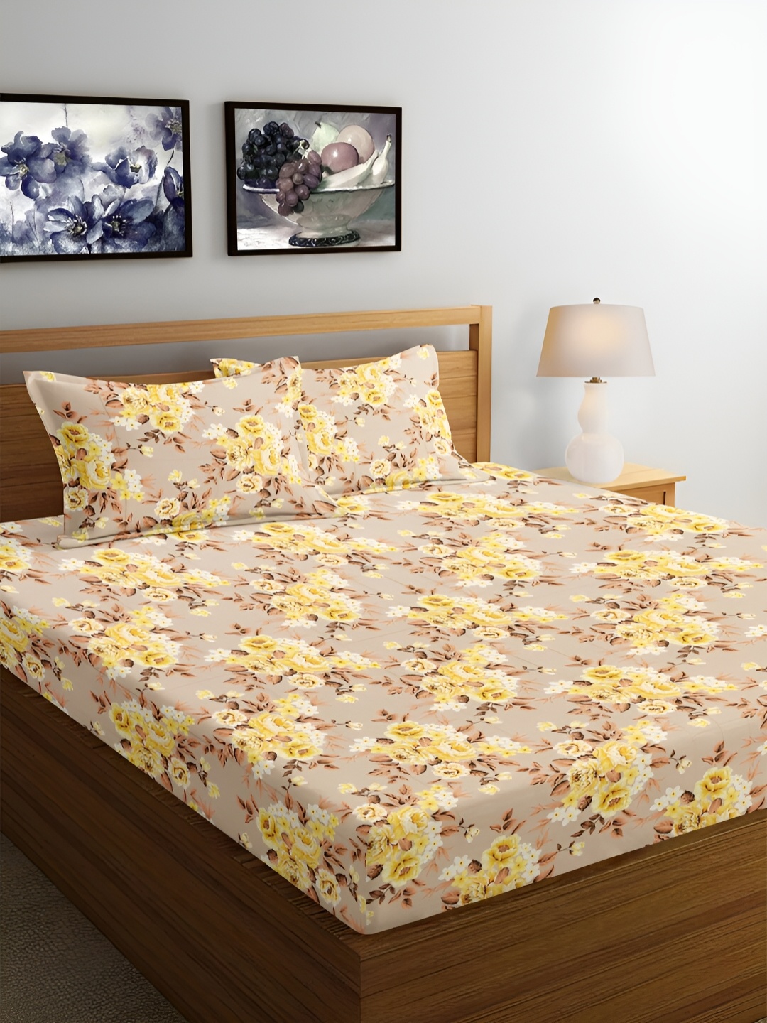 Srijee Decors Beige & Yellow Printed Cotton 300 TC King Bedsheet With 2 Pillow Covers
Srijee Decors Beige & Yellow Printed Cotton 300 TC King Bedsheet With 2 Pillow Covers