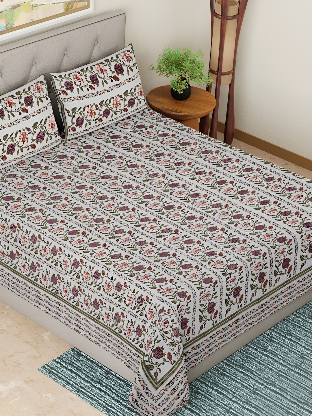 Peepul Tree White & Green Floral Cotton 300 TC King Bedsheet with 2 Pillow Covers
Peepul Tree White & Green Floral Cotton 300 TC King Bedsheet with 2 Pillow Covers