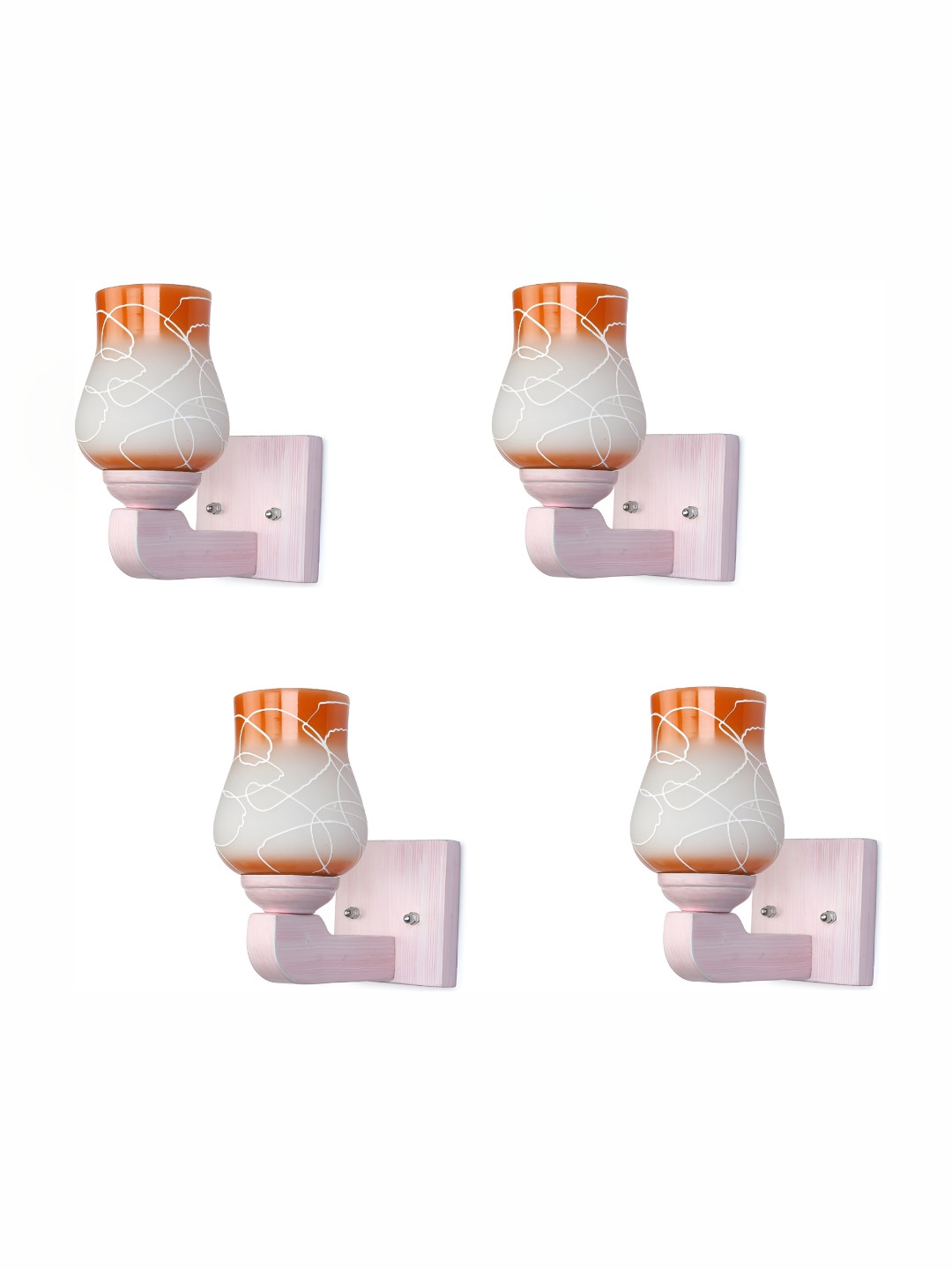 1ST TIME Orange & White 4 Pieces Printed Glass Traditional Bell Shaped Wall Lamps 
1ST TIME Orange & White 4 Pieces Printed Glass Traditional Bell Shaped Wall Lamps
