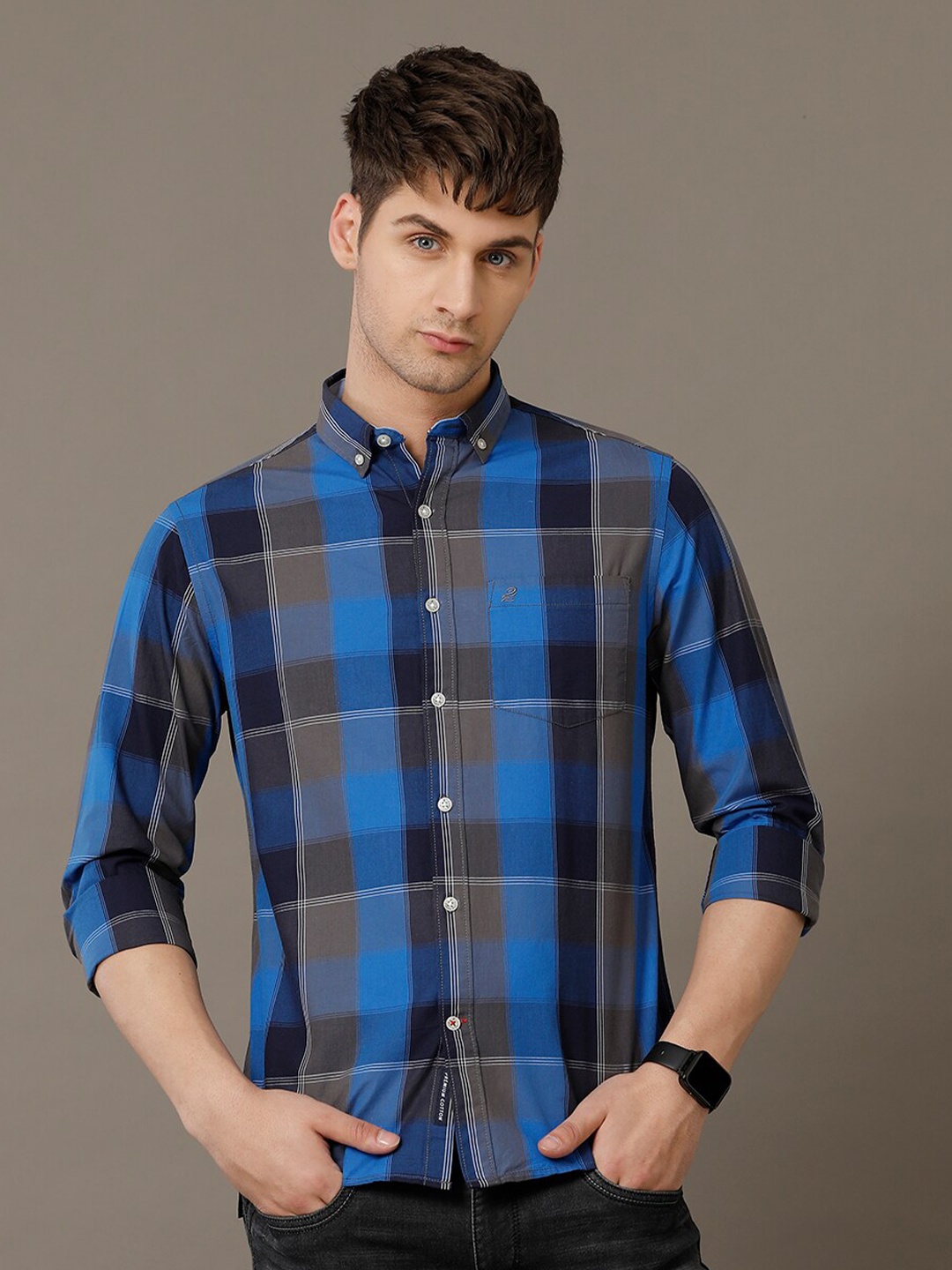 Double Two Comfort Slim Fit Buffalo Checked Button-Down Collar Oxford Cotton Casual Shirt, Navy blue
Double Two Comfort Slim Fit Buffalo Checked Button-Down Collar Oxford Cotton Casual Shirt, Navy blue