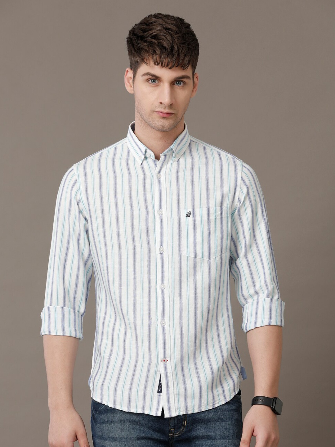 Double Two Comfort Slim Fit Vertical Striped Button-Down Collar Cotton Casual Shirt, White
Double Two Comfort Slim Fit Vertical Striped Button-Down Collar Cotton Casual Shirt, White
