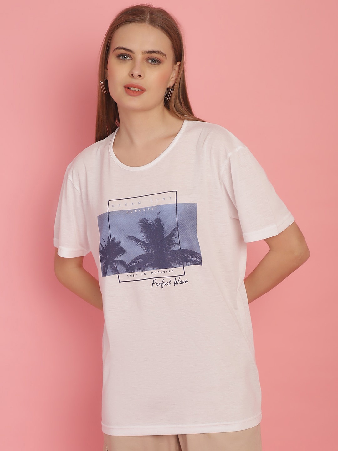 MACK JONNEY Women Typography Printed Drop-Shoulder Sleeves Oversized Cotton T-shirt, White
MACK JONNEY Women Typography Printed Drop-Shoulder Sleeves Oversized Cotton T-shirt, White