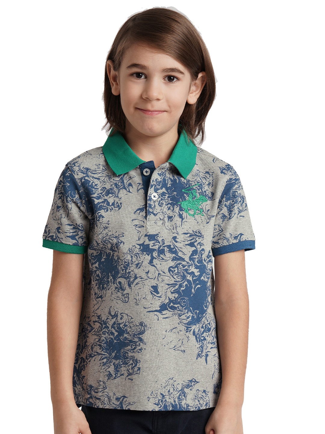 Beverly Hills Polo Club Boys Abstract Printed Polo Collar Pure Cotton Casual T-shirt, Grey
Beverly Hills Polo Club Boys Abstract Printed Polo Collar Pure Cotton Casual T-shirt, Grey