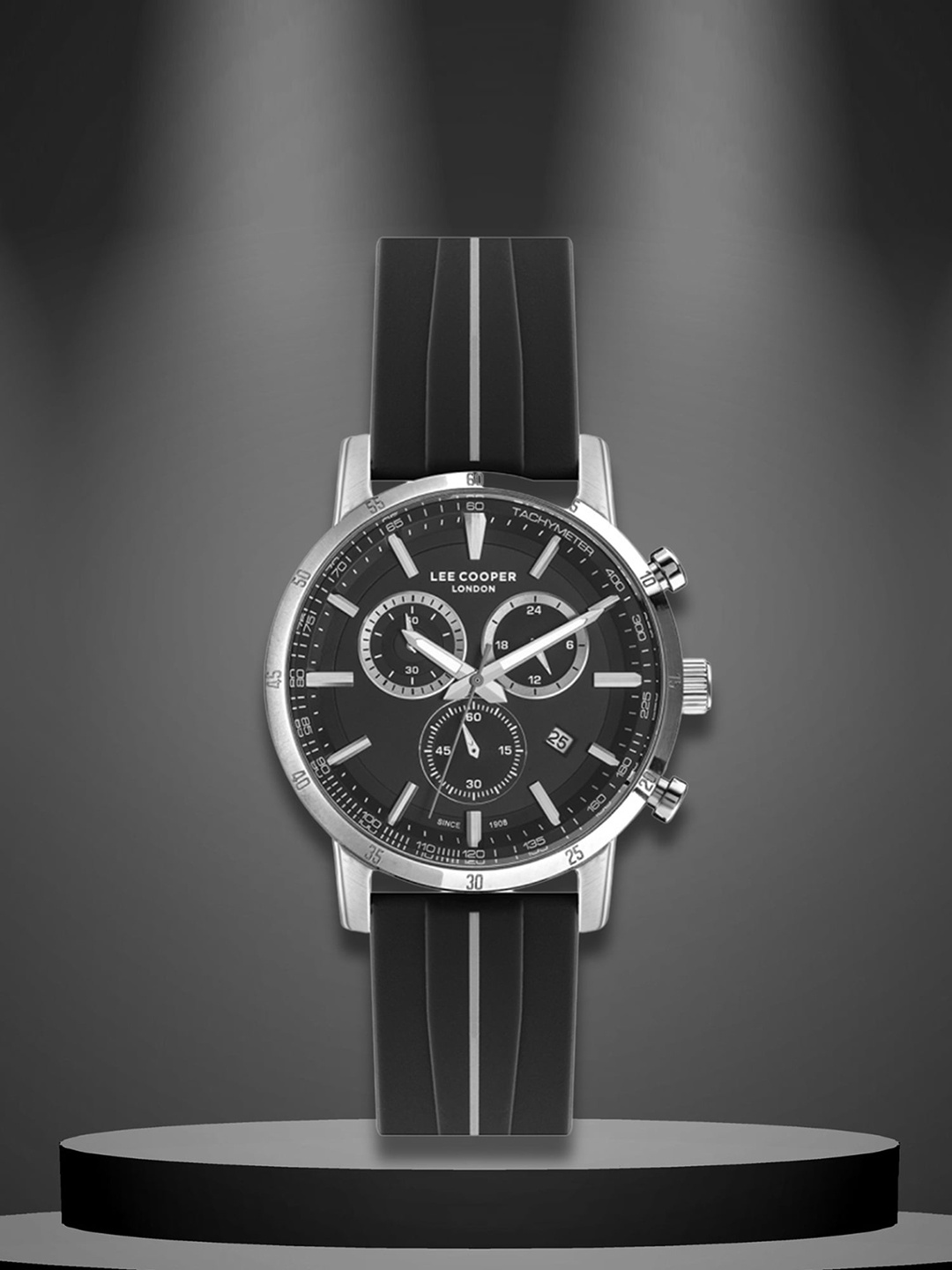 Lee Cooper Men Textured Dial & Silicon Straps Analogue Chronograph Watch LC07194.051, Black
Lee Cooper Men Textured Dial & Silicon Straps Analogue Chronograph Watch LC07194.051, Black
