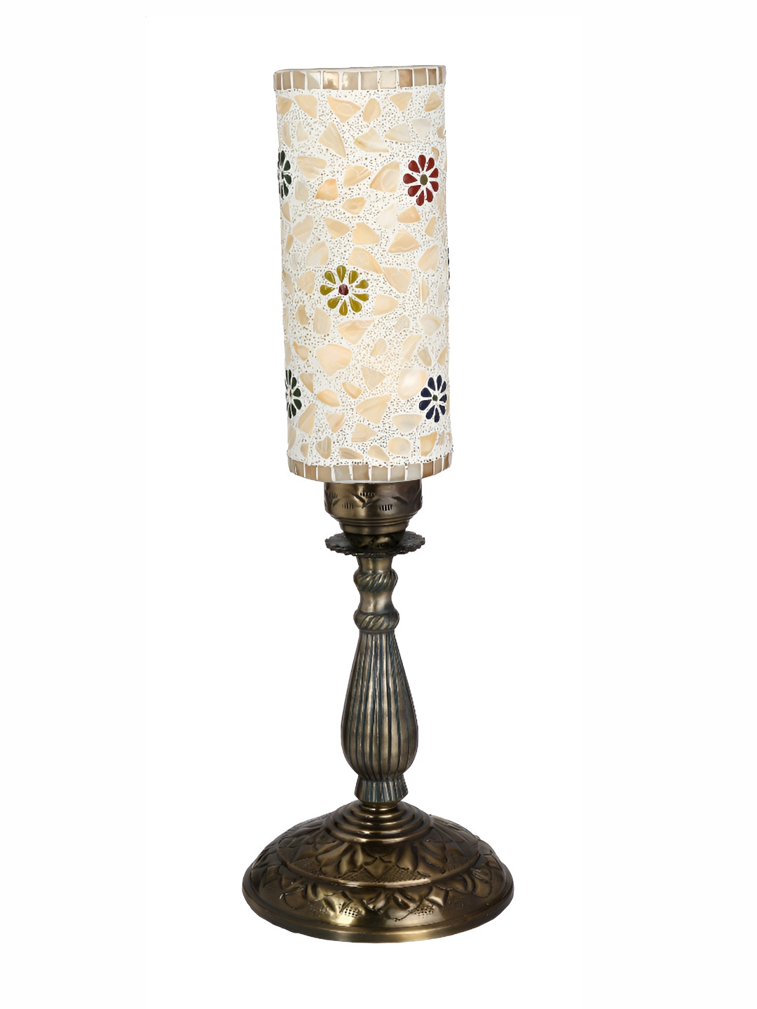 1ST TIME Gold-Toned & White Textured Metal Traditional Cylindrical Shaped Table Lamp 
1ST TIME Gold-Toned & White Textured Metal Traditional Cylindrical Shaped Table Lamp