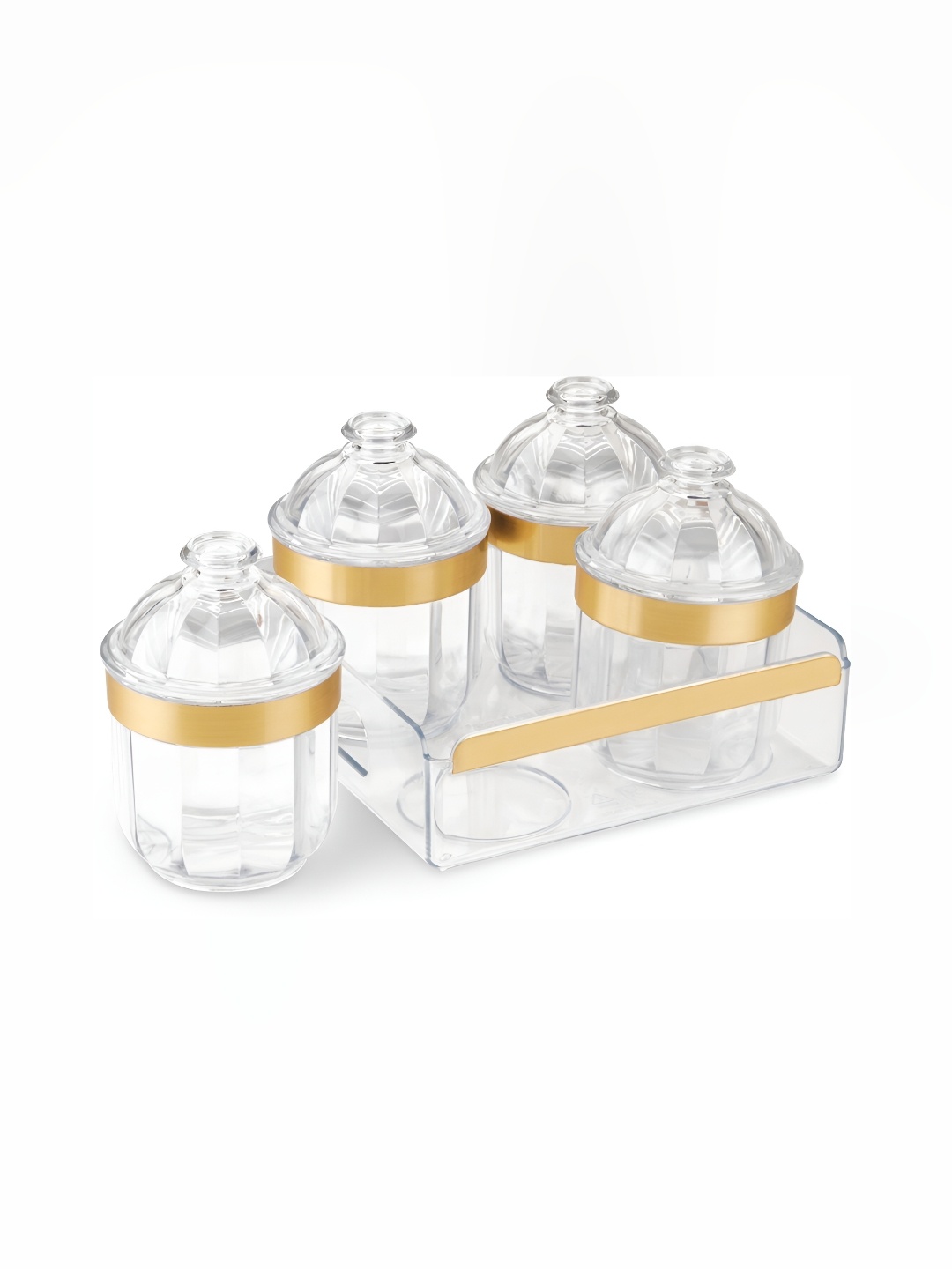 Trueware Transparent & Gold-Toned 4 Pcs Dishwasher Safe Food Container with serving tray
Trueware Transparent & Gold-Toned 4 Pcs Dishwasher Safe Food Container with serving tray