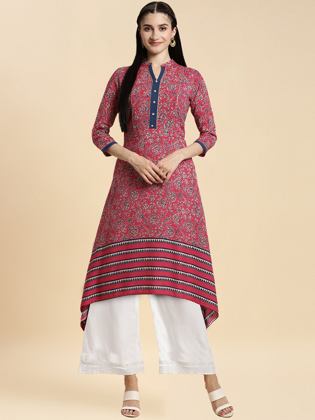 Rangita Mandarin Collar Ethnic Motifs Printed Regular Gotta Patti Kurta with Palazzos, Pink
Rangita Mandarin Collar Ethnic Motifs Printed Regular Gotta Patti Kurta with Palazzos, Pink