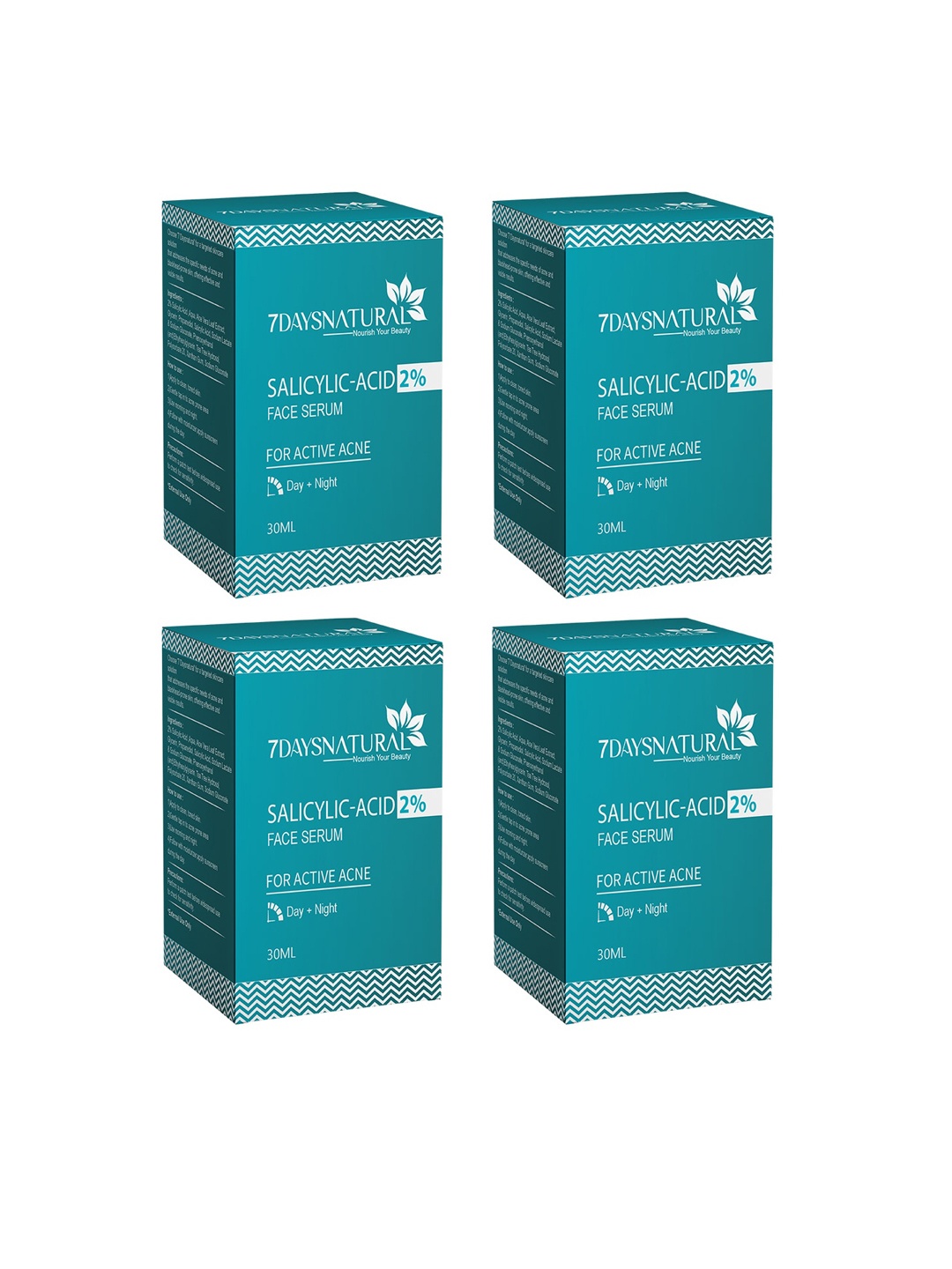7 DAYS Natural Set Of 4 2% Salicylic Acid Serum For Acne - 30ml Each, Navy blue
7 DAYS Natural Set Of 4 2% Salicylic Acid Serum For Acne - 30ml Each, Navy blue