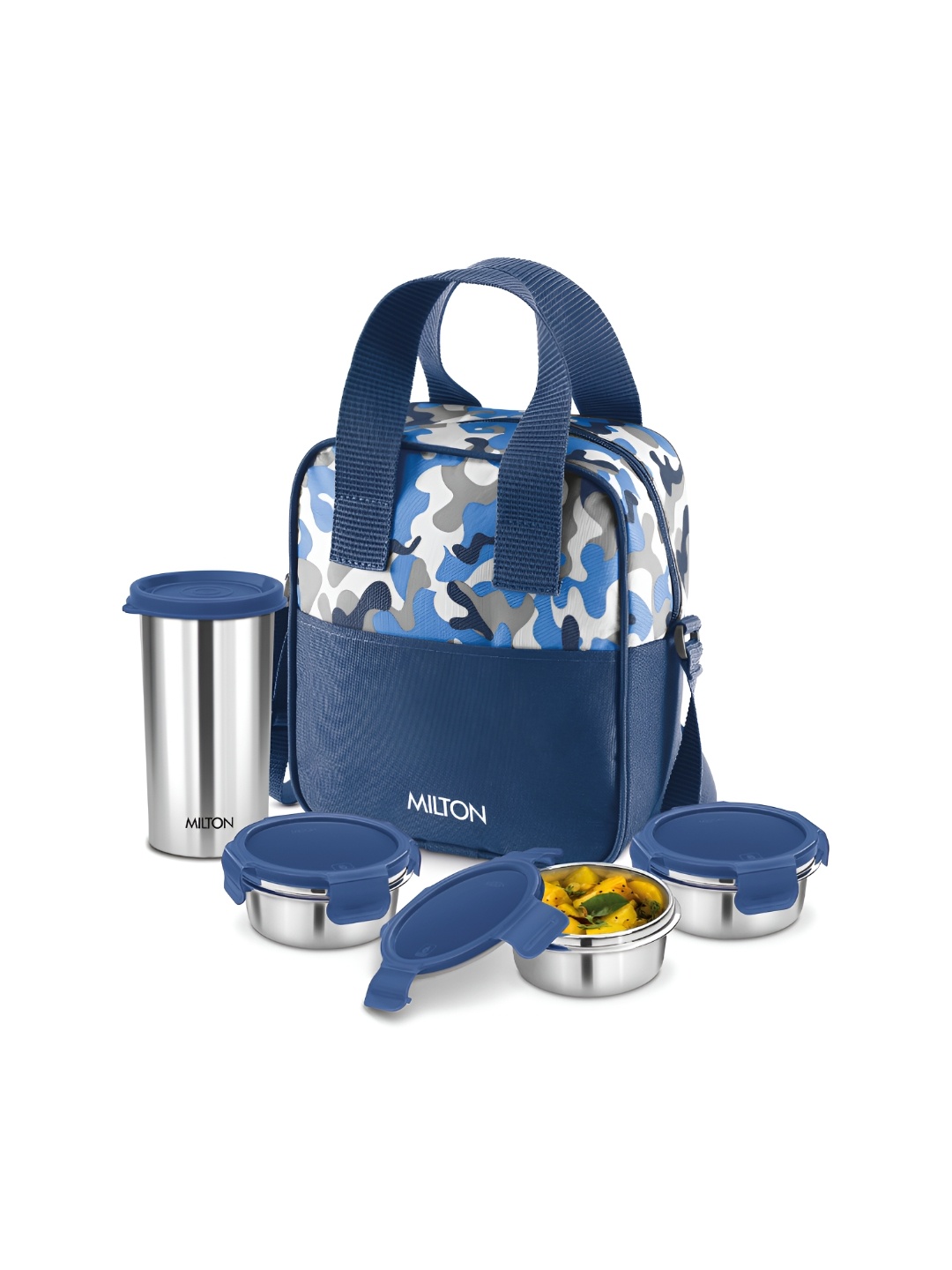 Milton Camo Feast Stainless Steel Tiffin 3Click Lock Containers & Tumbler With Jacket, Blue
Milton Camo Feast Stainless Steel Tiffin 3Click Lock Containers & Tumbler With Jacket, Blue