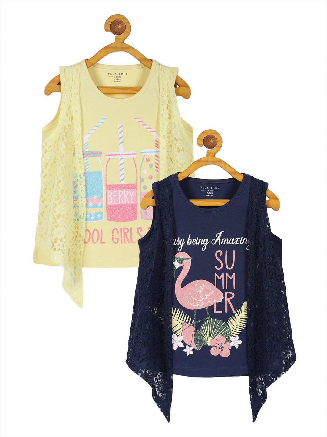 PLUM TREE Girls Pack Of 2 Printed Pure Cotton T-shirts with Attached Lace shrug, Yellow
PLUM TREE Girls Pack Of 2 Printed Pure Cotton T-shirts with Attached Lace shrug, Yellow