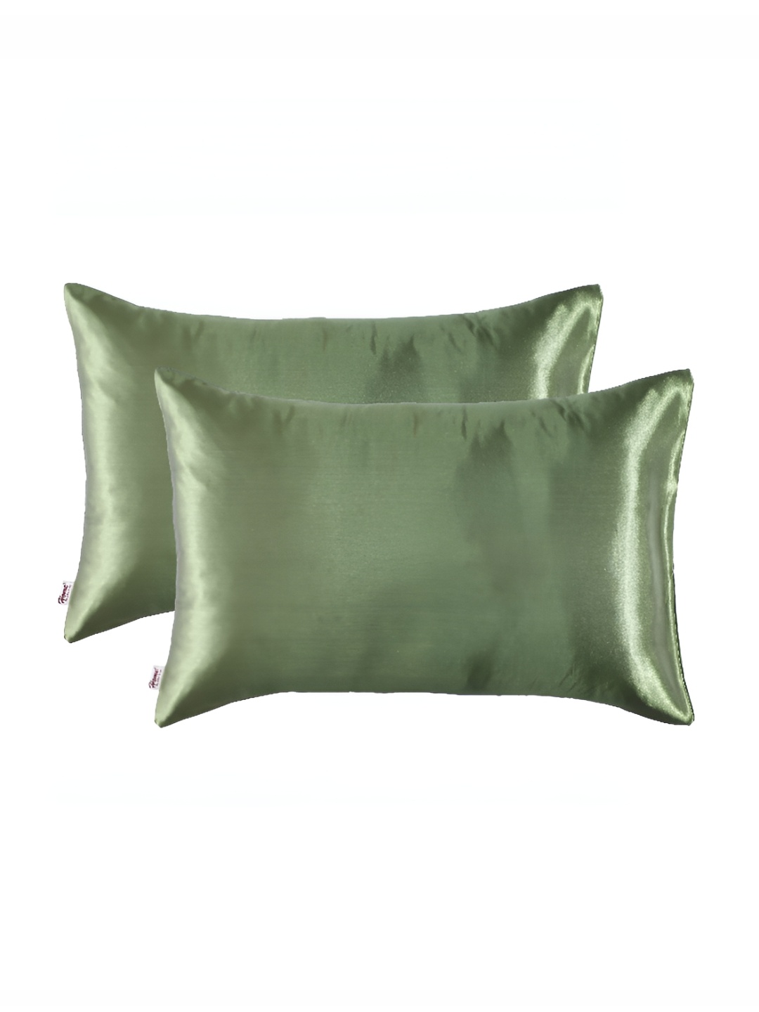 Home Green 2 Pieces Satin Rectangle Pillow Covers