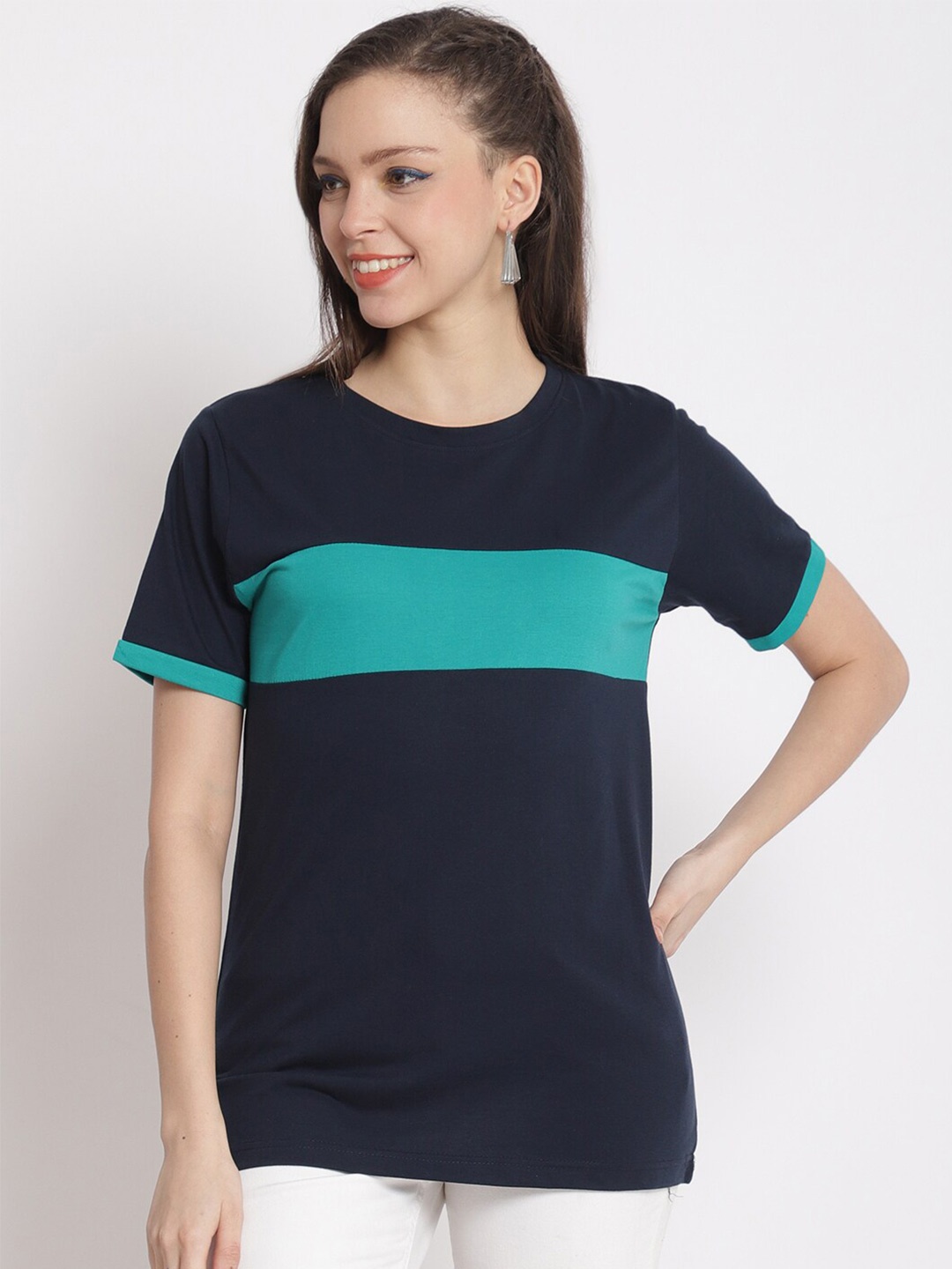 The Mini NEEDLE Colourblocked Round Neck Short Sleeves Cotton Casual T-shirt, Navy blue
The Mini NEEDLE Colourblocked Round Neck Short Sleeves Cotton Casual T-shirt, Navy blue