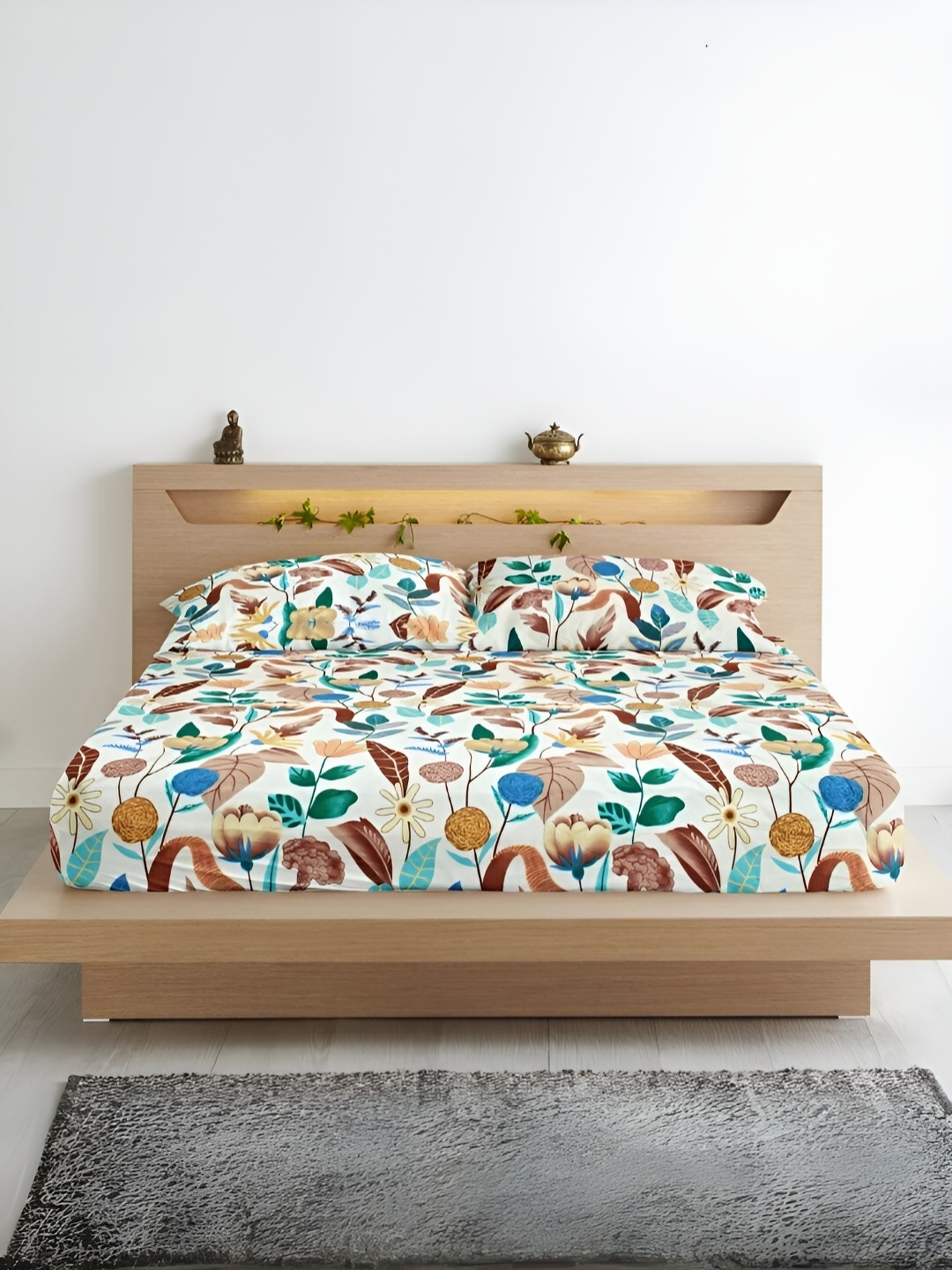 Aurave Olivia White & Blue Floral 210 TC Fitted Queen Bedsheet With 2 Pillow Covers
Aurave Olivia White & Blue Floral 210 TC Fitted Queen Bedsheet With 2 Pillow Covers