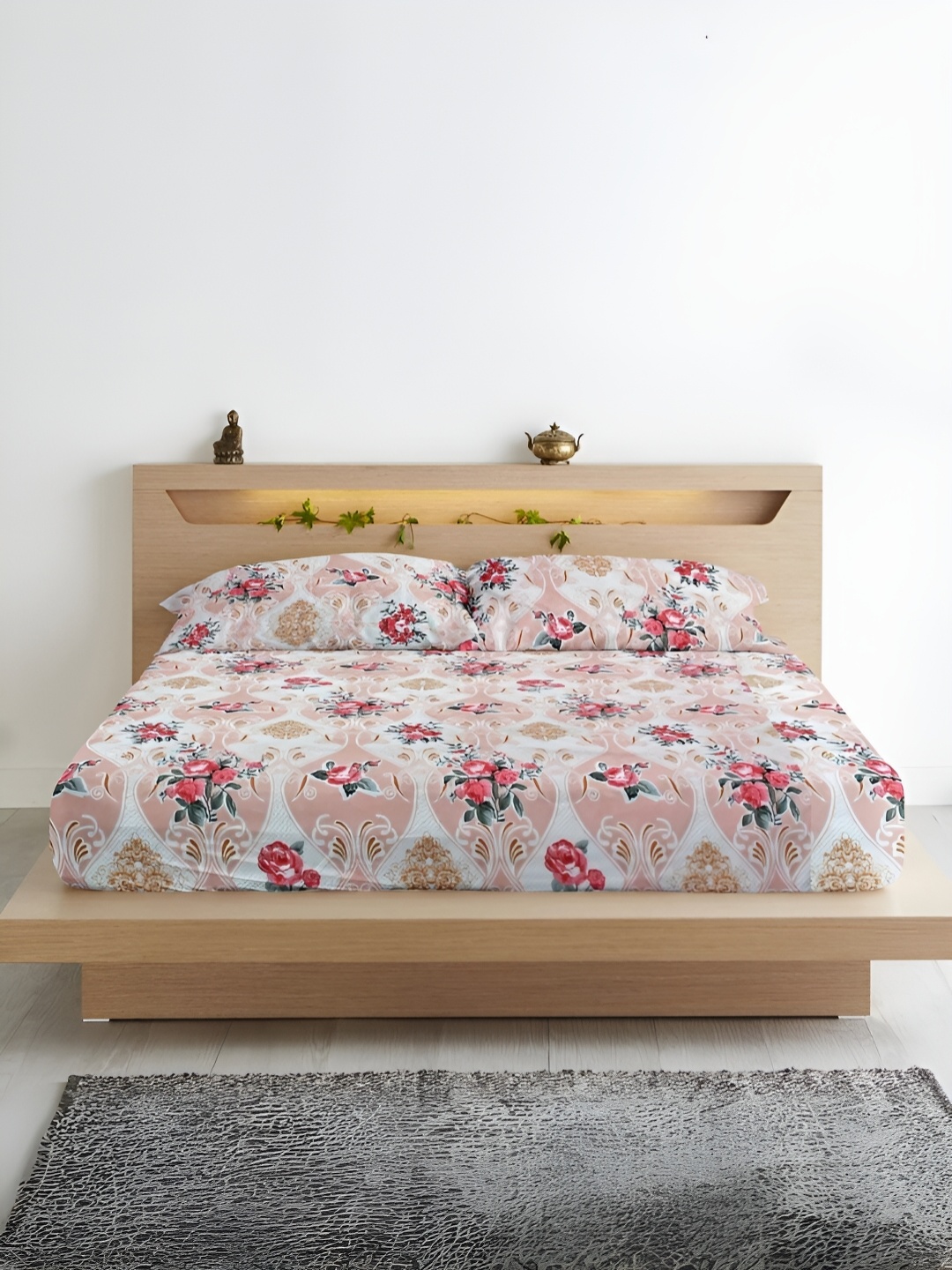 Aurave Peach & Red Microfiber Fitted Floral 210 TC Queen Bedsheet with 2 Pillow Covers
Aurave Peach & Red Microfiber Fitted Floral 210 TC Queen Bedsheet with 2 Pillow Covers